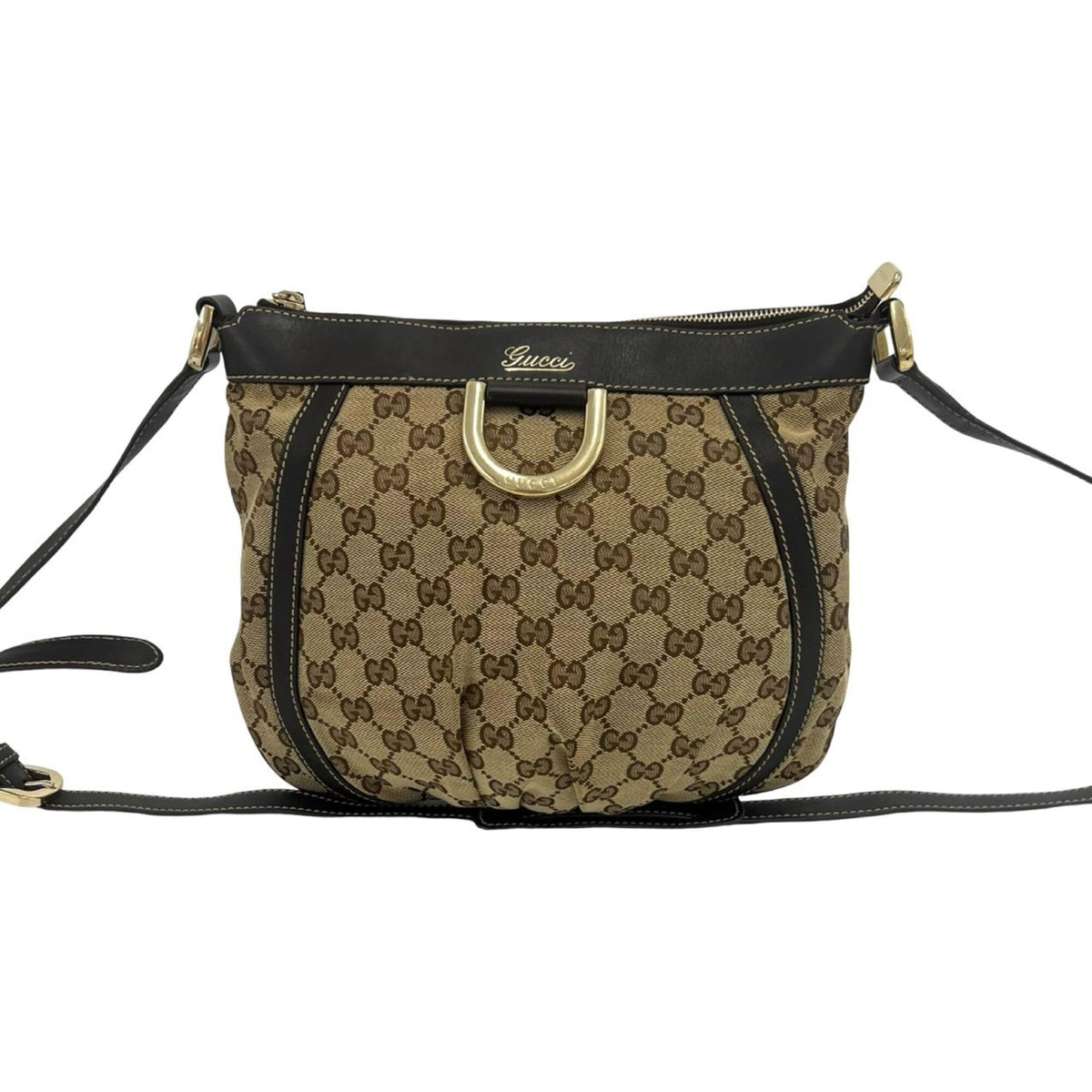 Gucci Brown Canvas Leather Crossbody Bag Pochette Shoulder Bag (Pre-Owned)