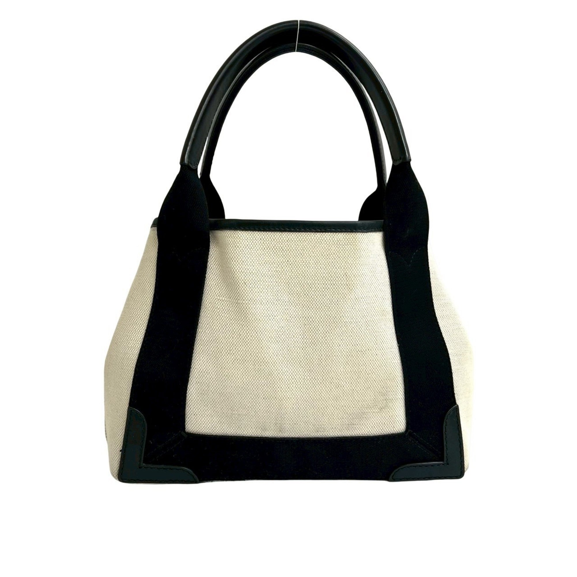 Balenciaga Black Ivory Canvas Leather Handbag Pouch Shoulder Bag (Pre-Owned)