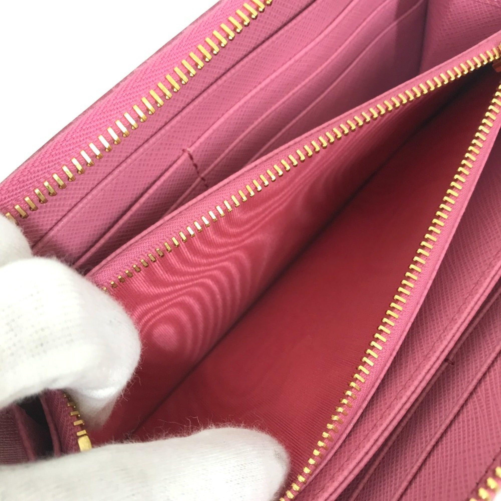 Prada Saffiano Begonia Pink Leather Long Wallet (Bi-Fold) (Pre-Owned)
