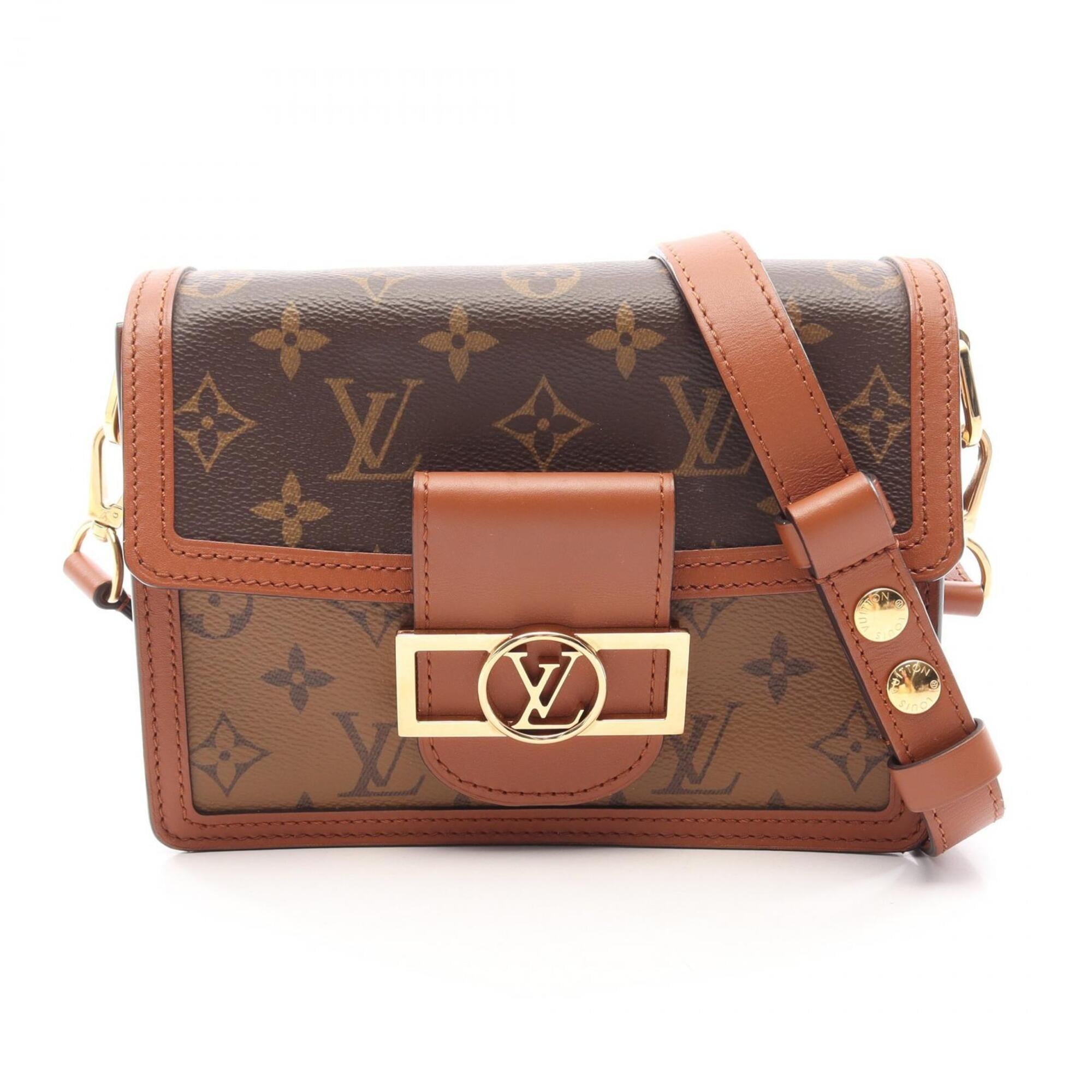 Louis Vuitton Beige Brown Coated Canvas Leather Handbag Shoulder Bag (Pre-Owned)