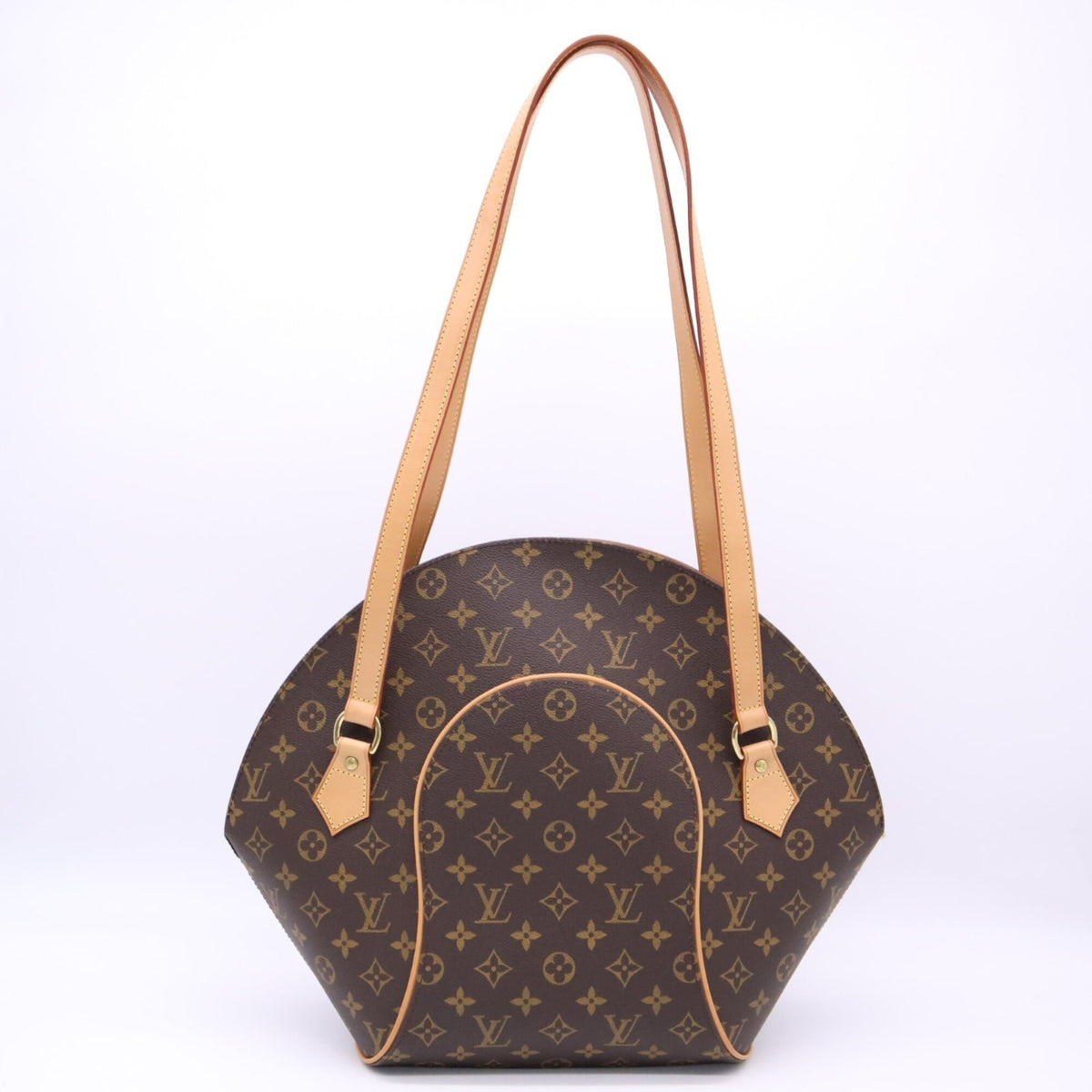 Louis Vuitton Beige Brown Coated Canvas Leather Handbag (Pre-Owned)