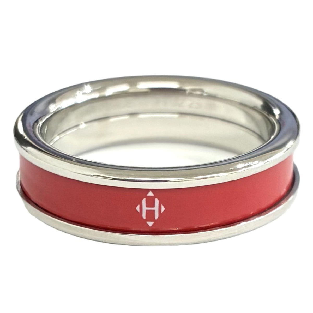 Hermes Silver Red Color Band Ring (Pre-Owned)