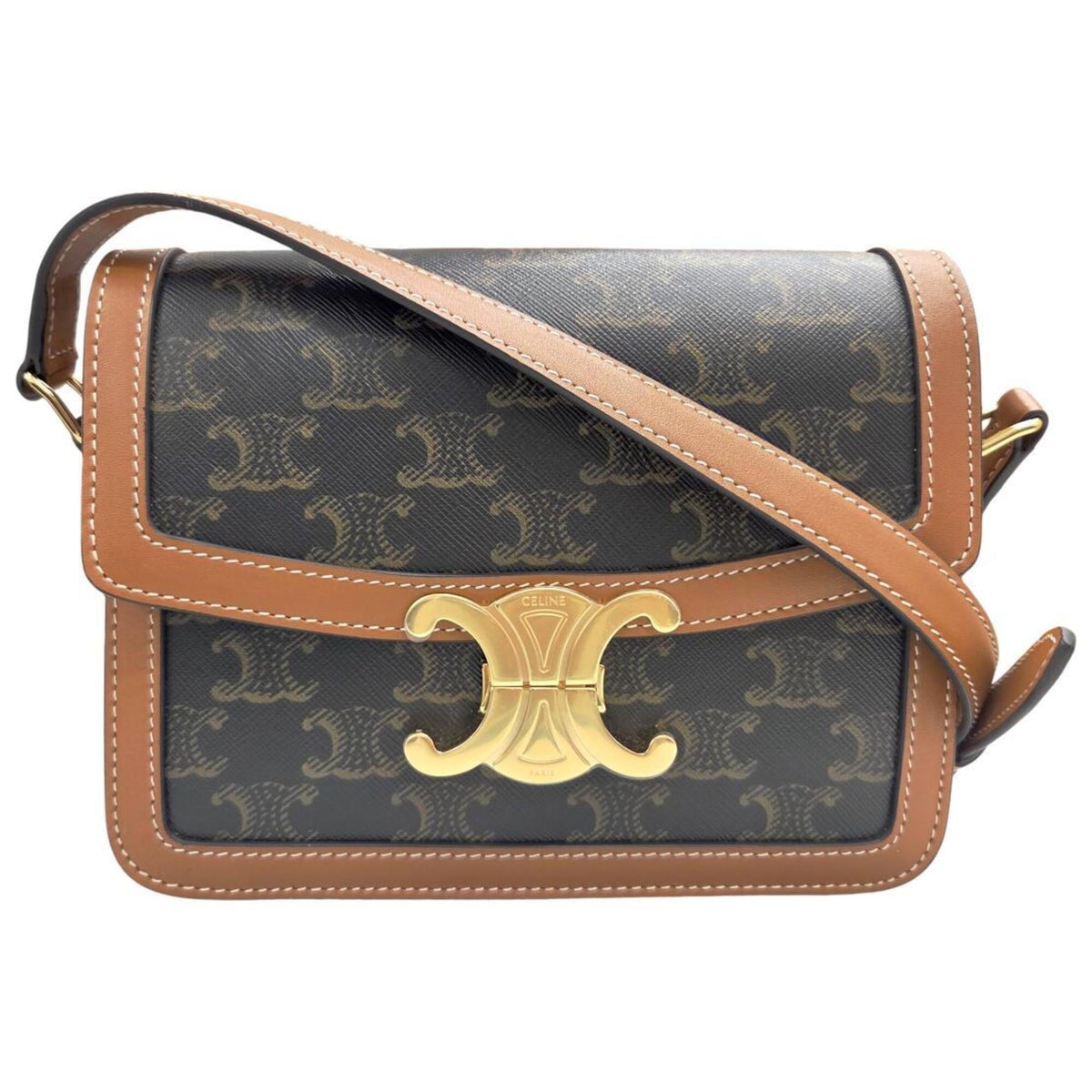 Celine Brown Leather Crossbody Bag Shoulder Bag (Pre-Owned)