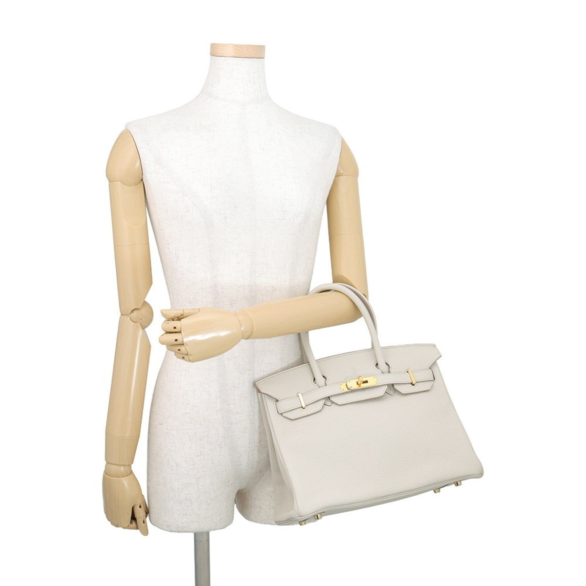 Hermes Birkin Gold Taurillon Clemence Leather Handbag (Pre-Owned)