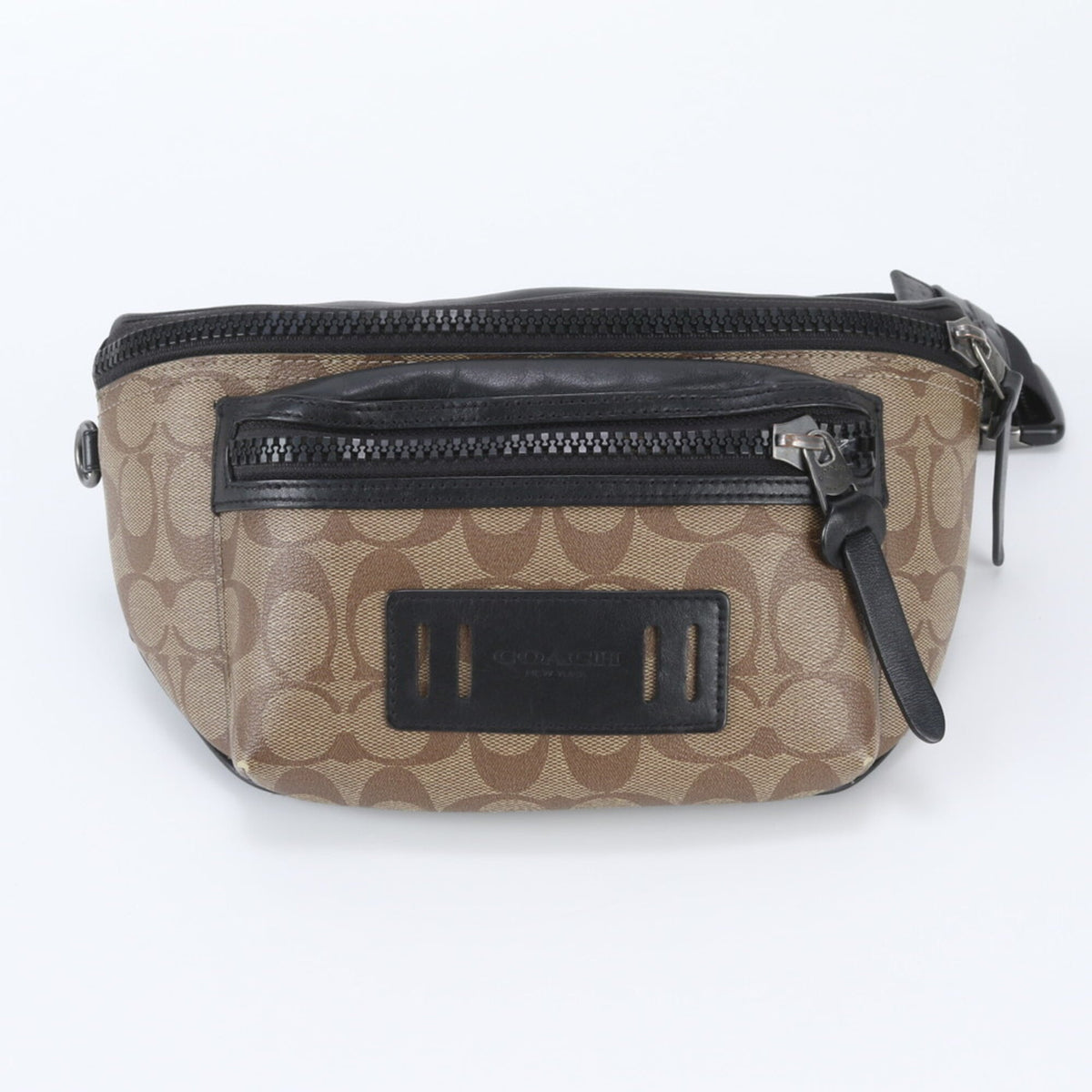Coach Brown Leather Coated Canvas Pouch Shoulder Bag Sling Bag (Pre-Owned)