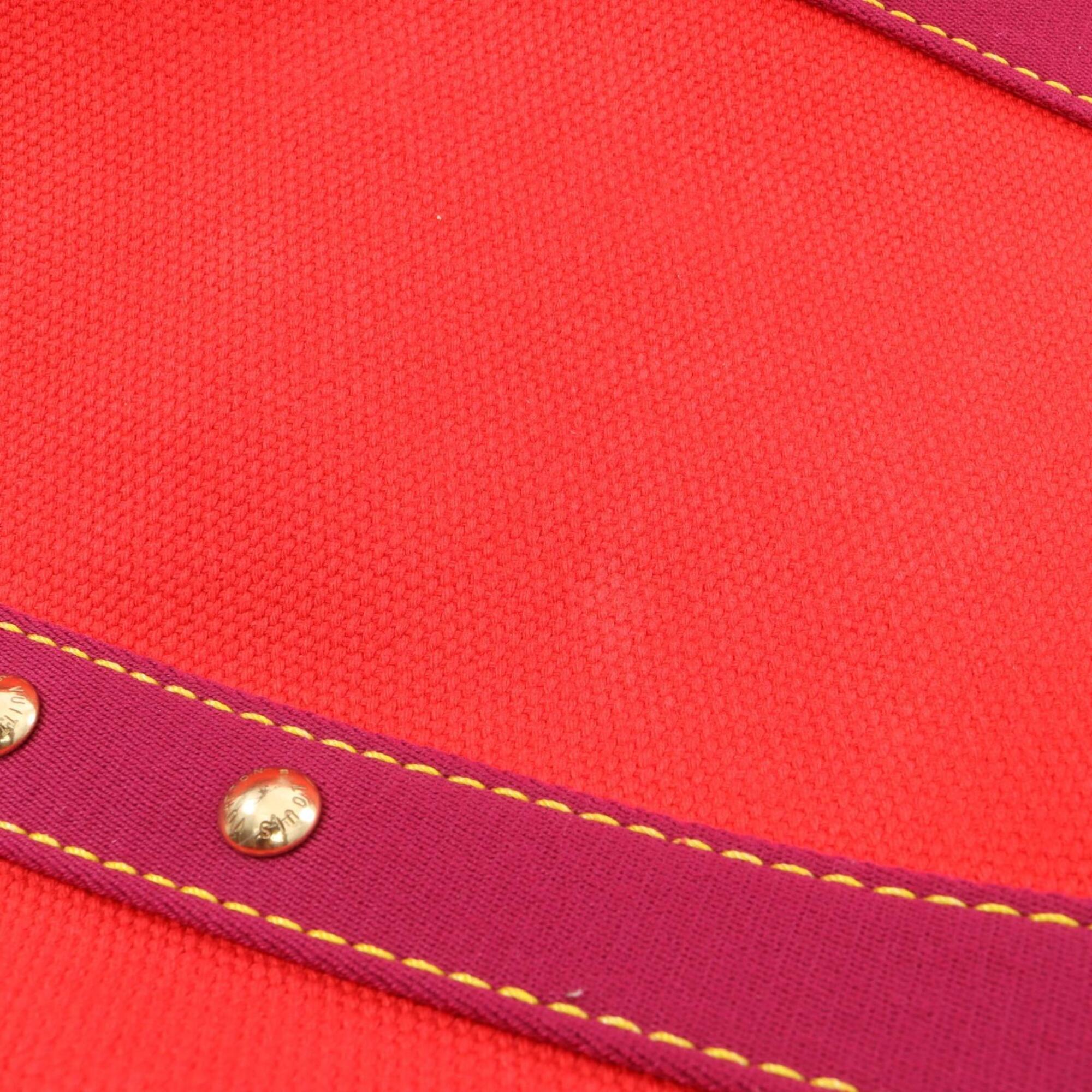 Louis Vuitton Red Color Rouge Canvas Boston Bag Handbag (Pre-Owned)