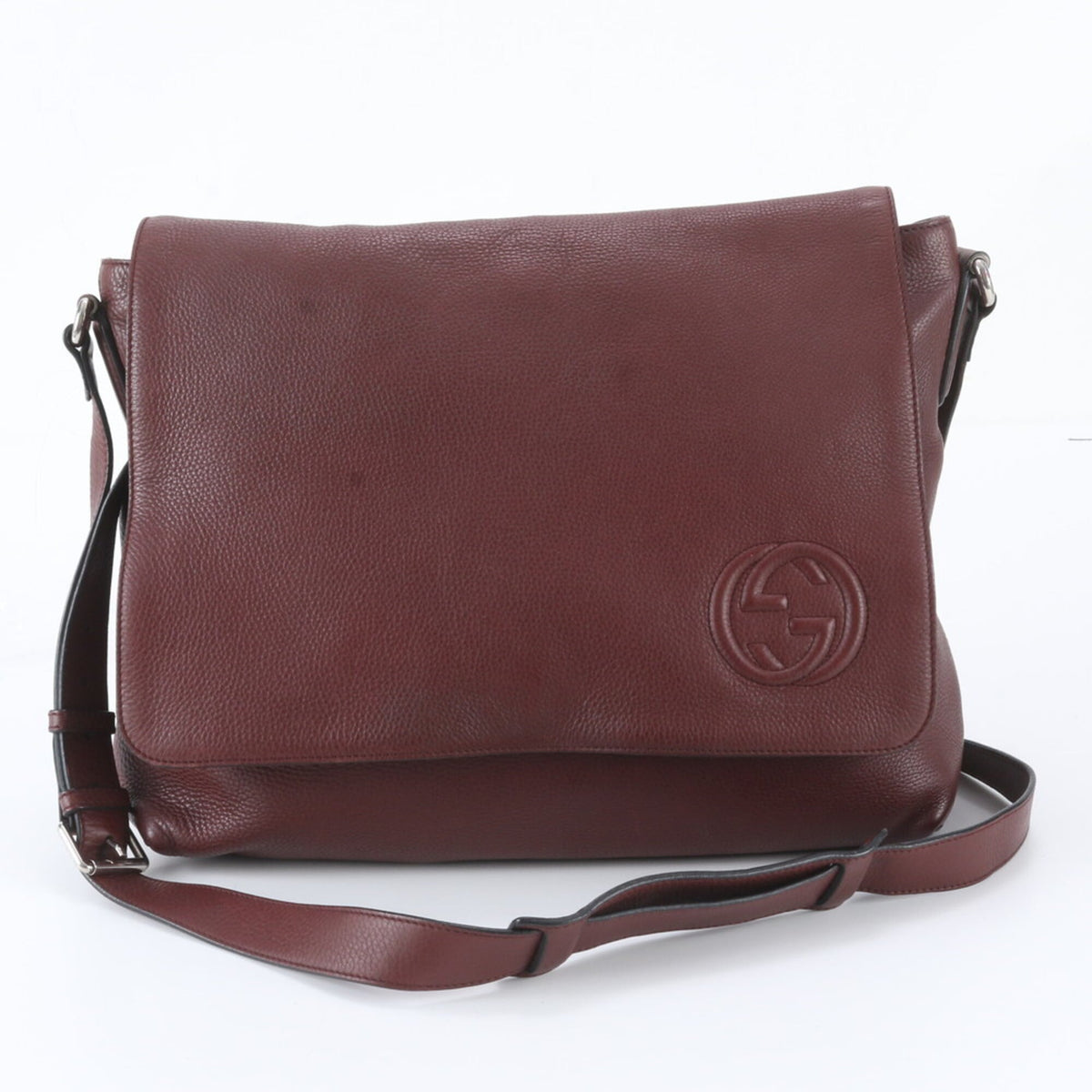 Gucci Red Color Wine Leather Messenger Bag Shoulder Bag (Pre-Owned)