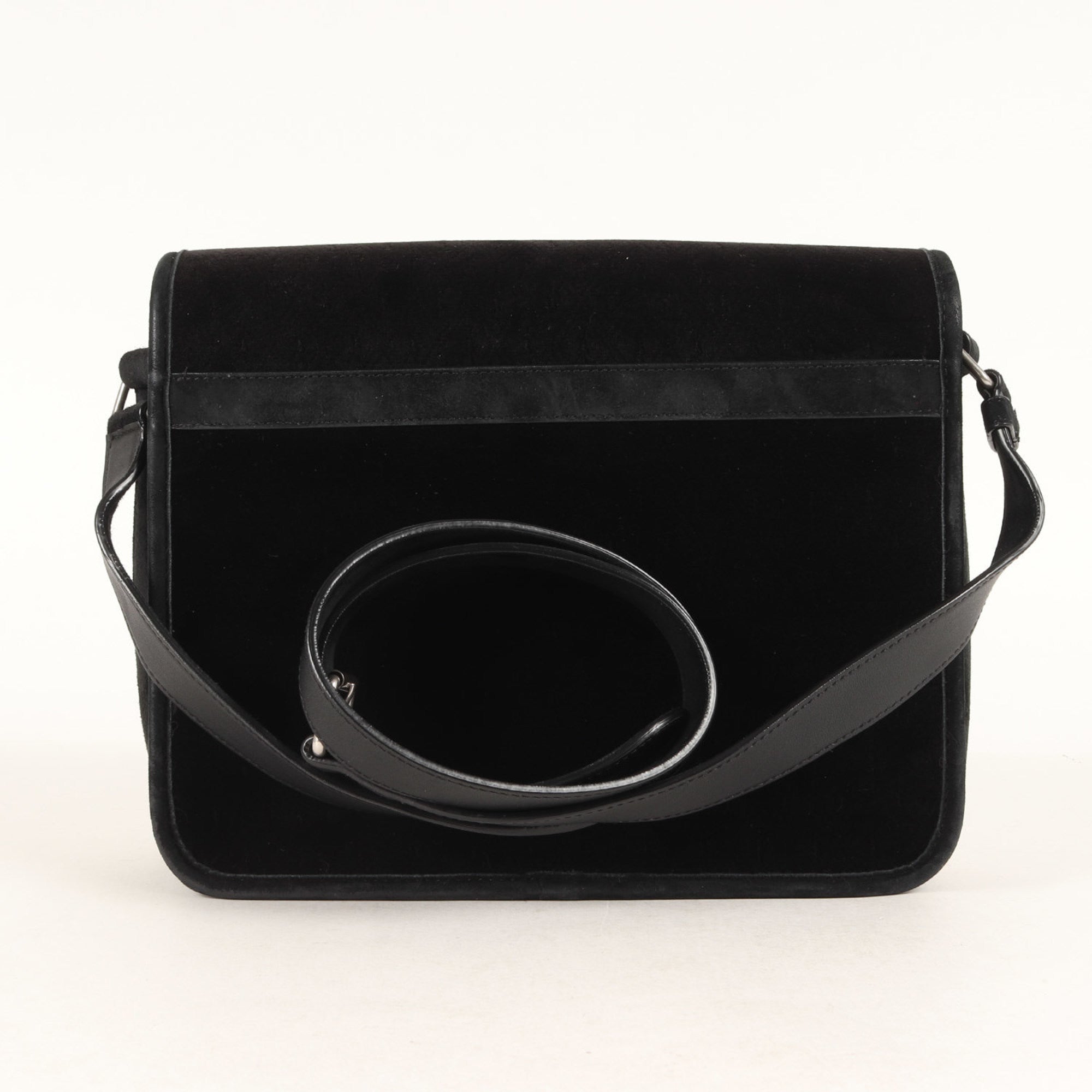 Yves Saint Laurent Black Velvet Leather Shoulder Bag (Pre-Owned)