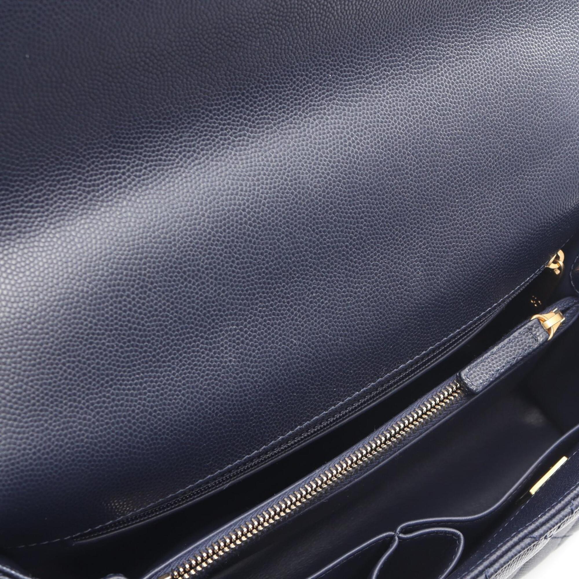 Chanel Navy Grained Calfskin Handbag (Pre-Owned)
