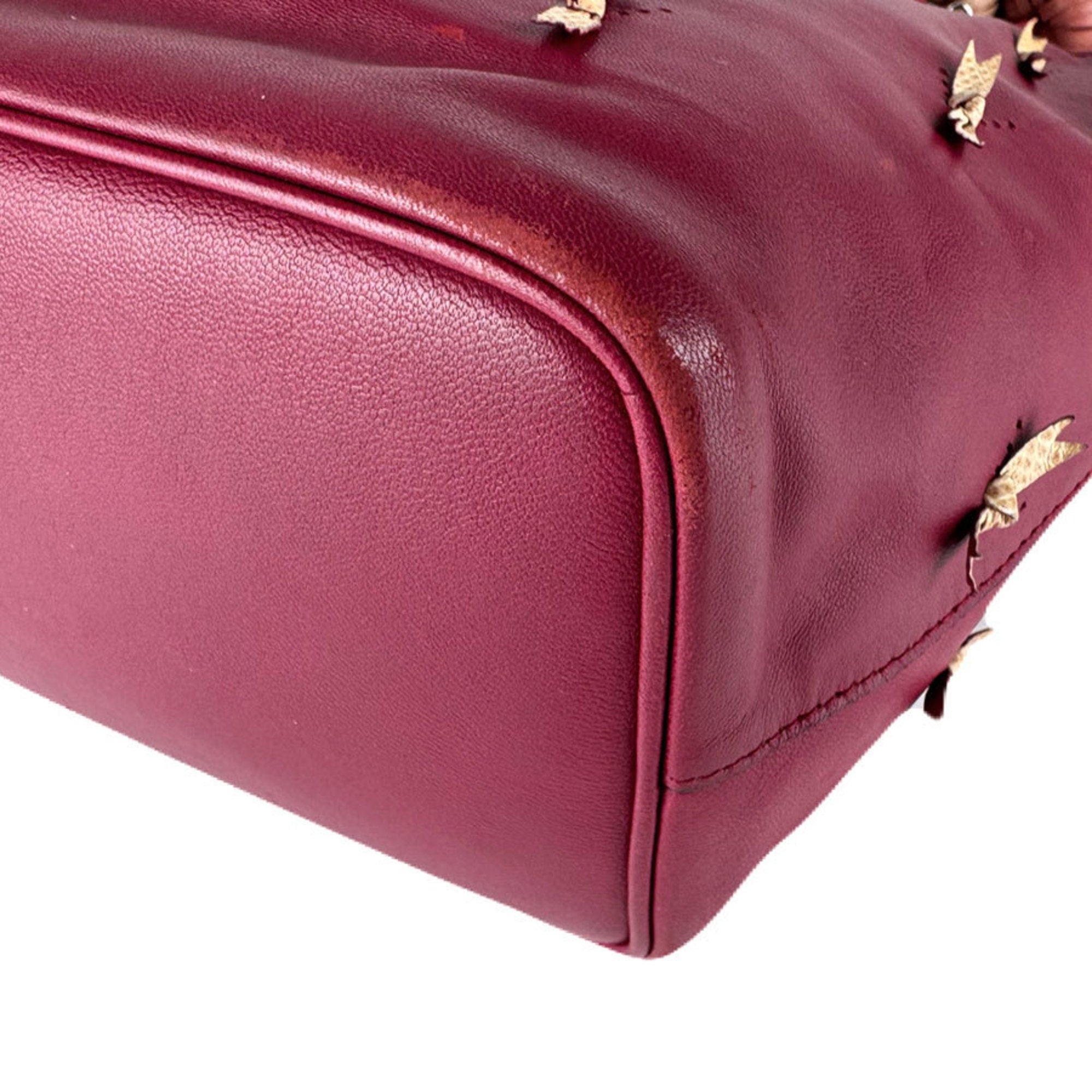 Loewe Red Color Wine Leather Handbag Tote Bag (Pre-Owned)