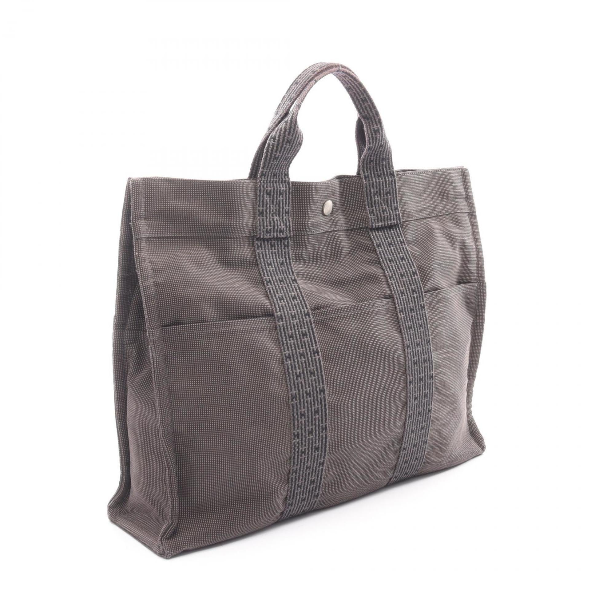Hermes Gray Nylon Canvas Handbag Tote Bag (Pre-Owned)