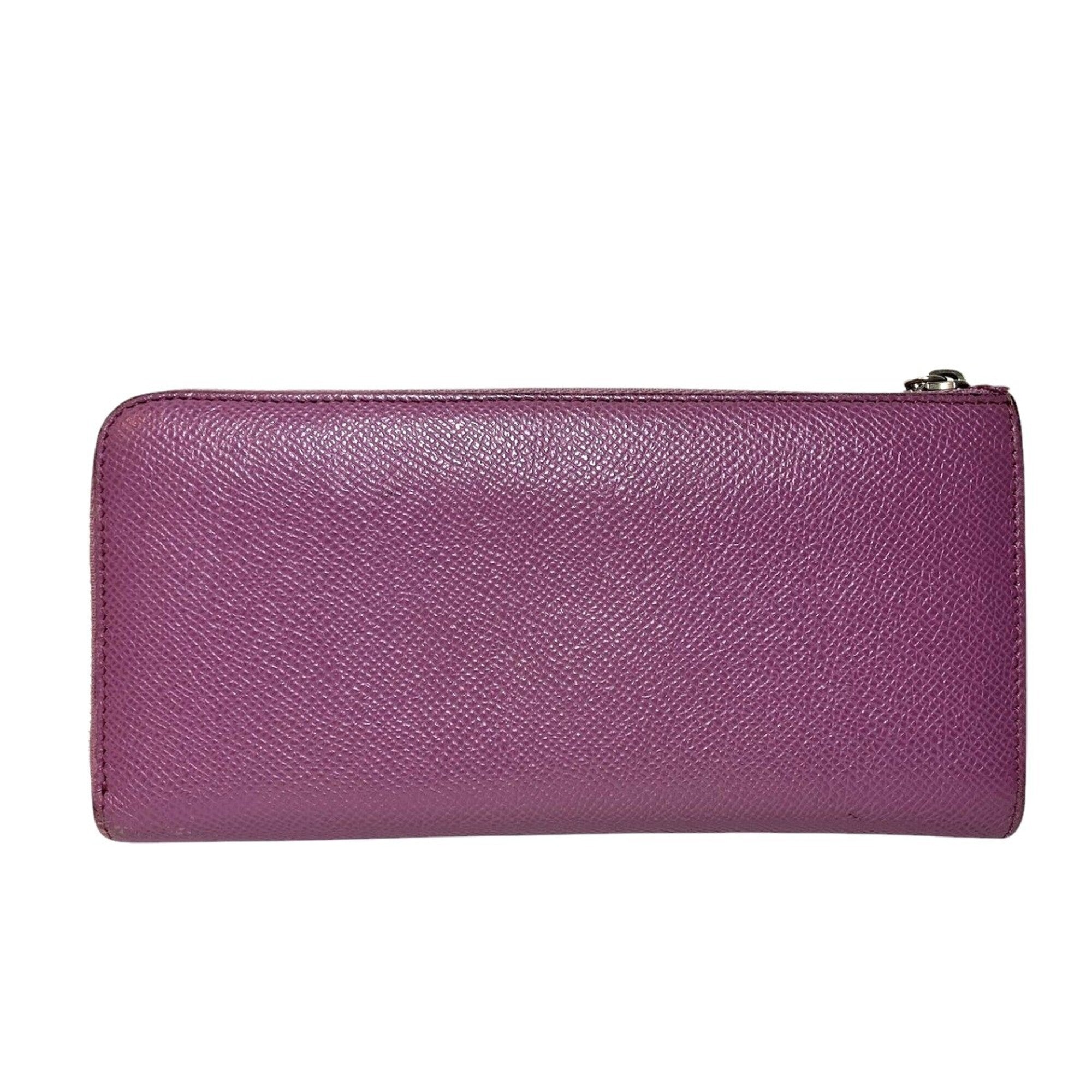 Bvlgari Purple Leather Long Wallet (Bi-Fold) (Pre-Owned)