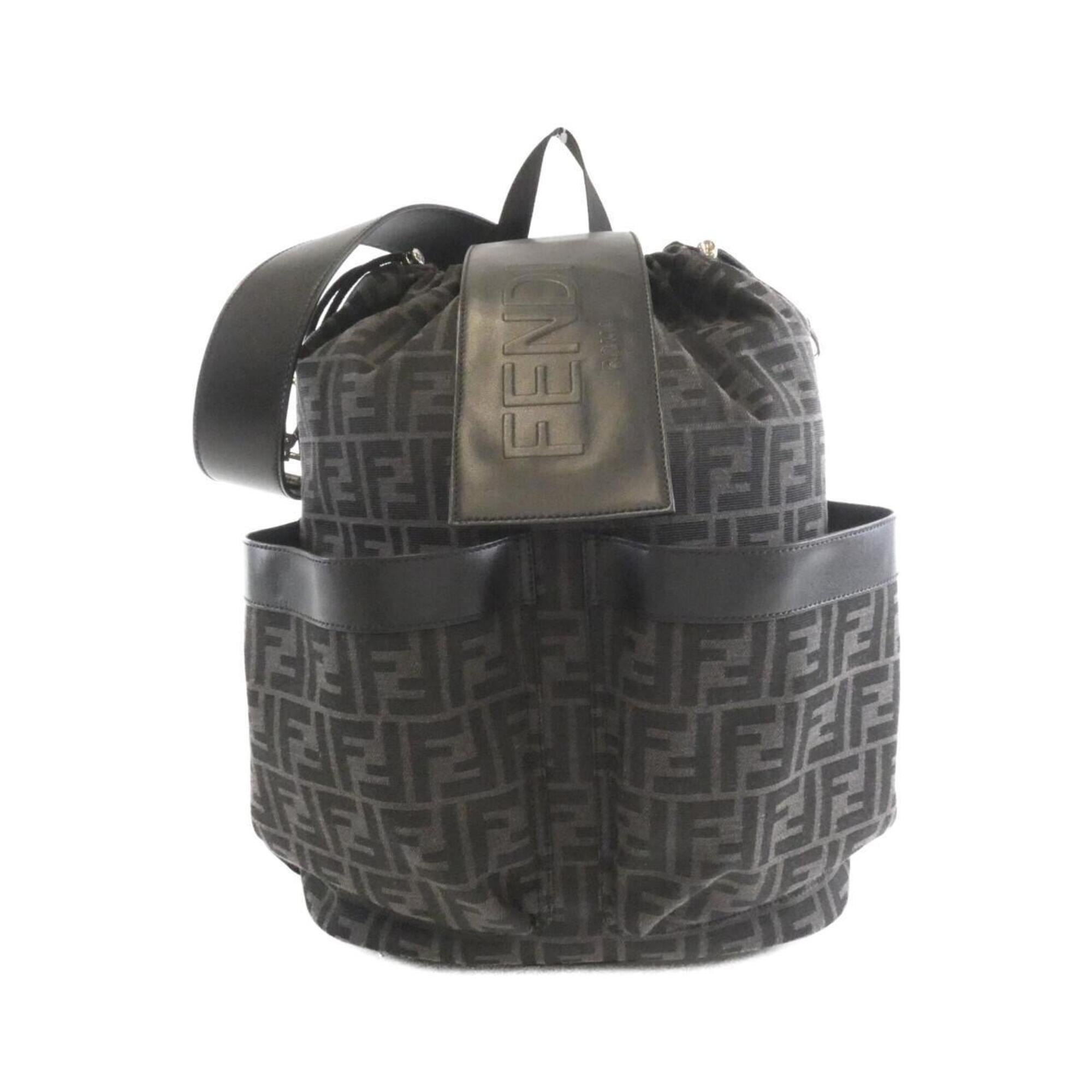 Fendi Black Canvas Leather Backpack (Pre-Owned)
