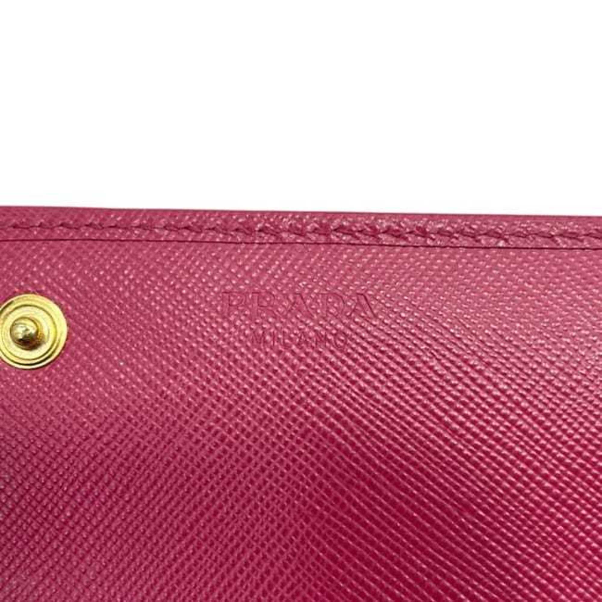 Prada Saffiano Peonia Pink Leather Long Wallet (Bi-Fold) (Pre-Owned)