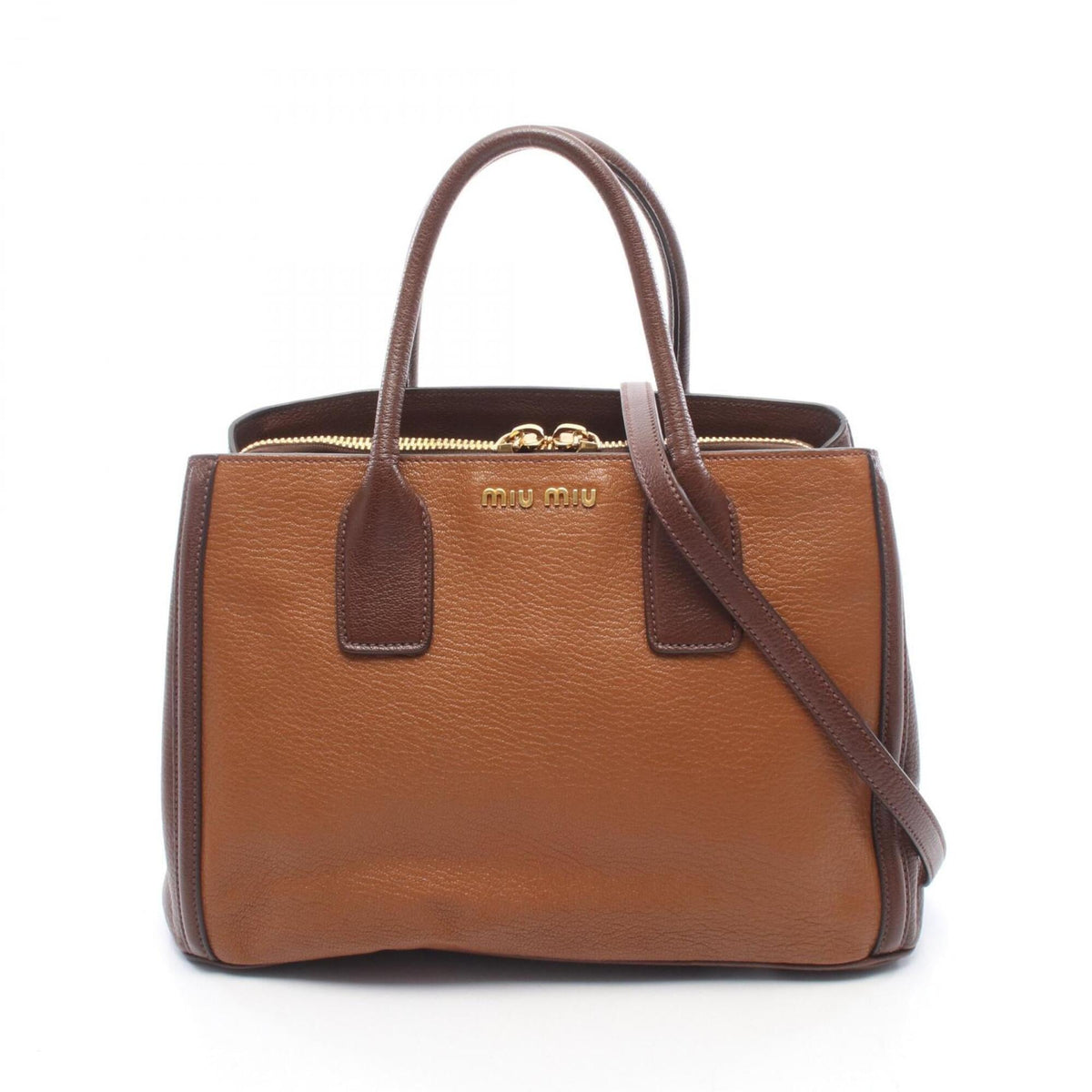 Miu Miu Brown Leather Handbag Tote Bag (Pre-Owned)