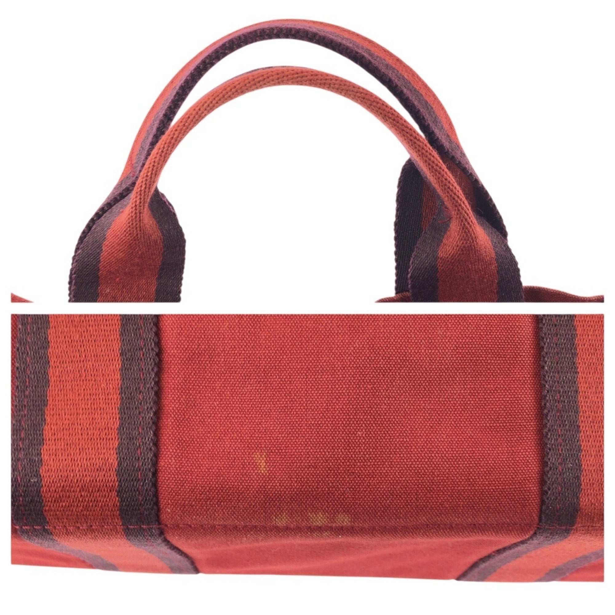 Hermes Red Color Canvas Handbag Tote Bag (Pre-Owned)