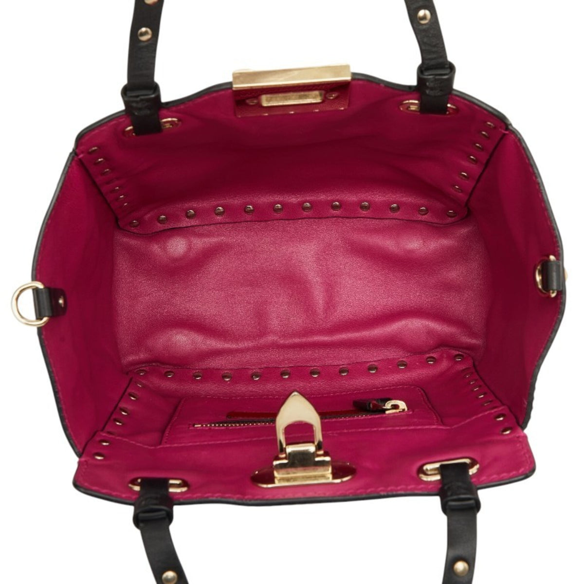 Valentino Black Pink Leather Handbag Shoulder Bag (Pre-Owned)