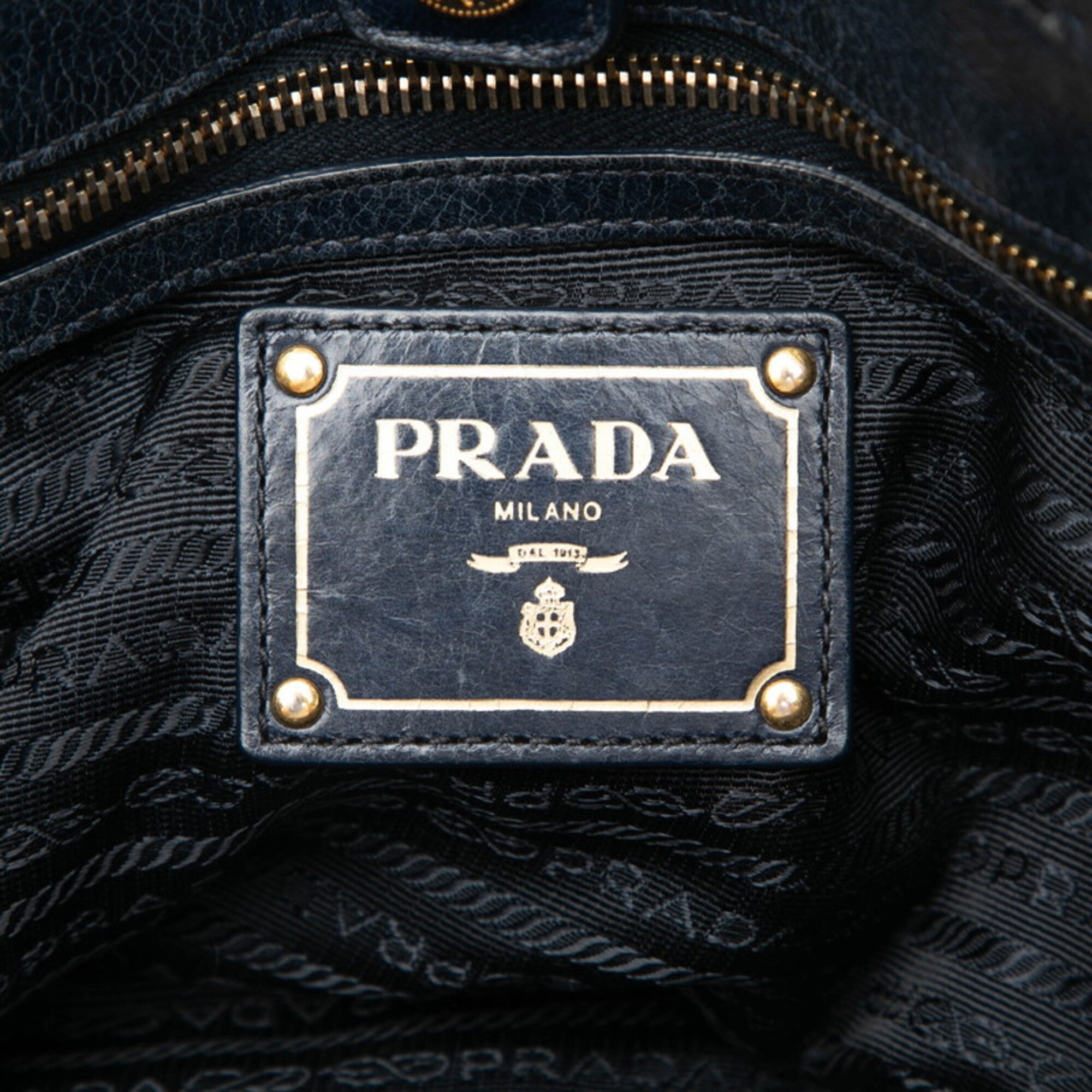 Prada Navy Leather Handbag Shoulder Bag (Pre-Owned)