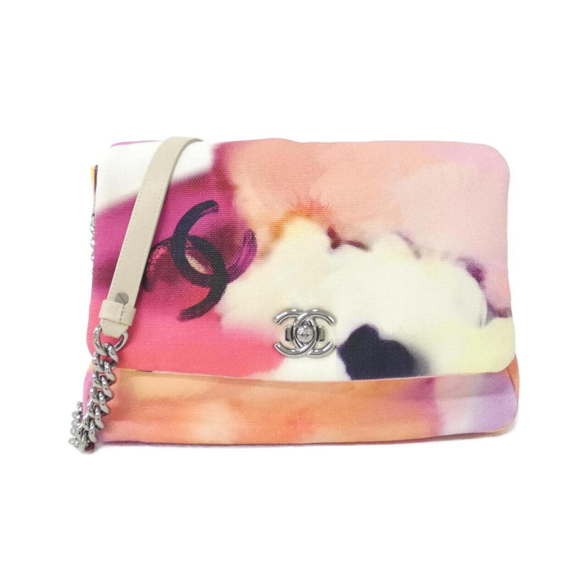 Chanel Multi-Color Pink Canvas Shoulder Bag (Pre-Owned)