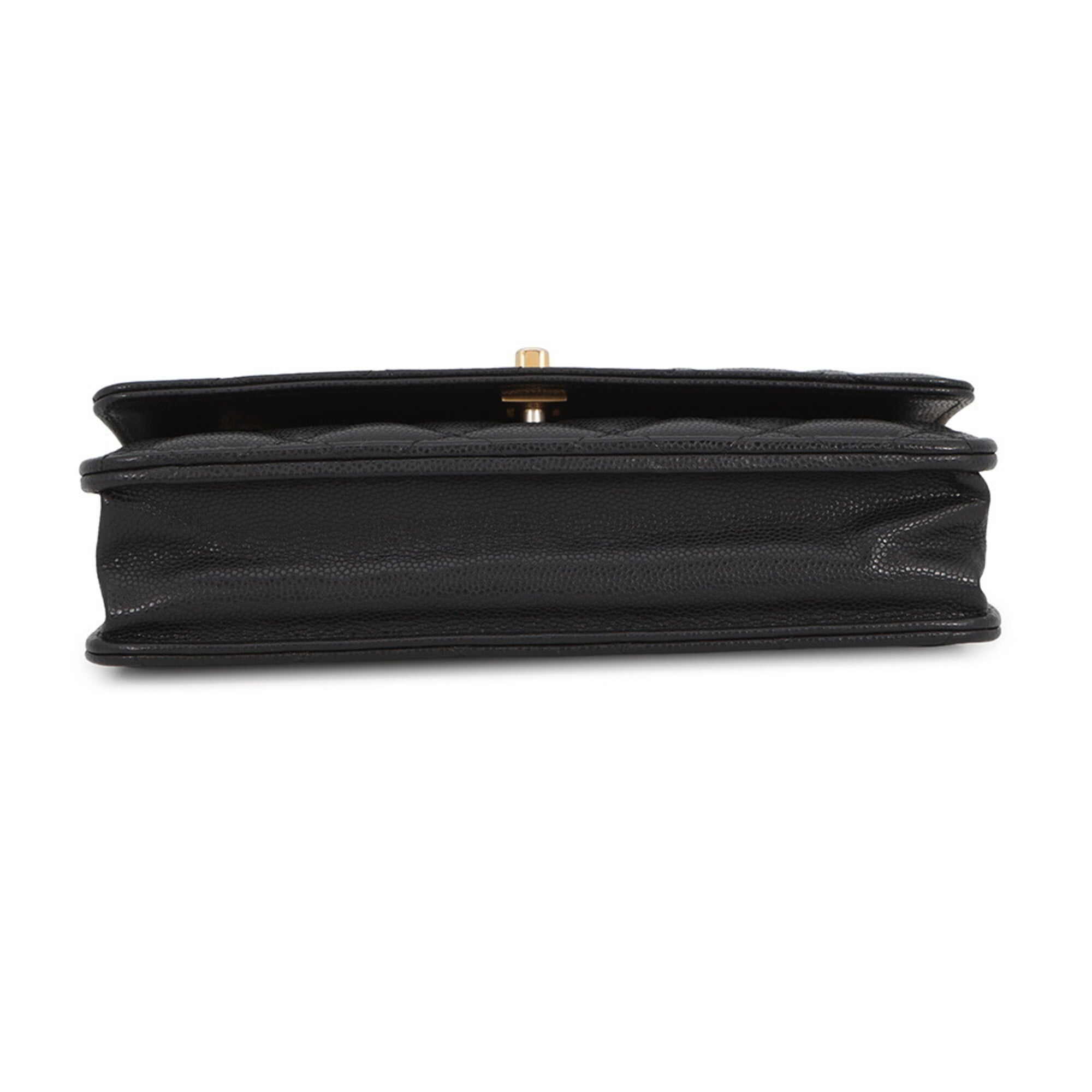 Chanel Black Grained Calfskin Chain/Shoulder Wallet (Pre-Owned)