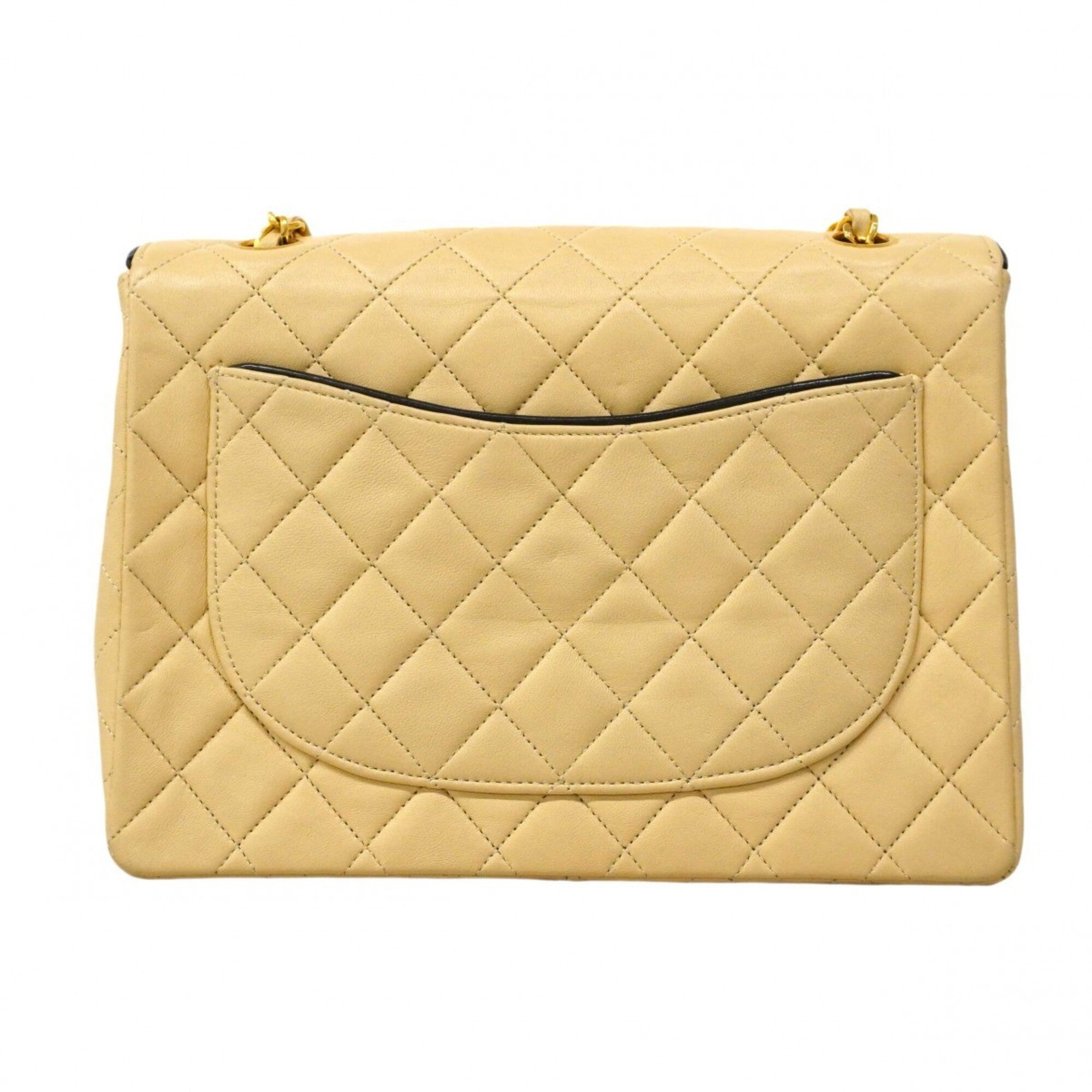 Chanel Beige Black Leather Shoulder Bag (Pre-Owned)