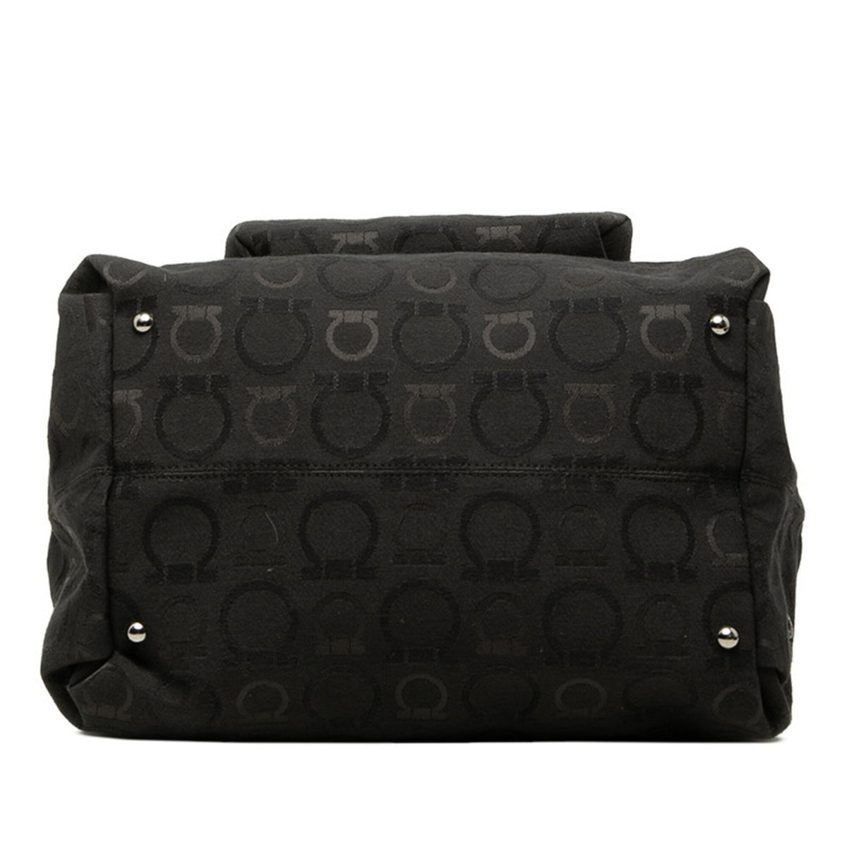 Salvatore Ferragamo Black Canvas Leather Handbag Pouch Tote Bag (Pre-Owned)