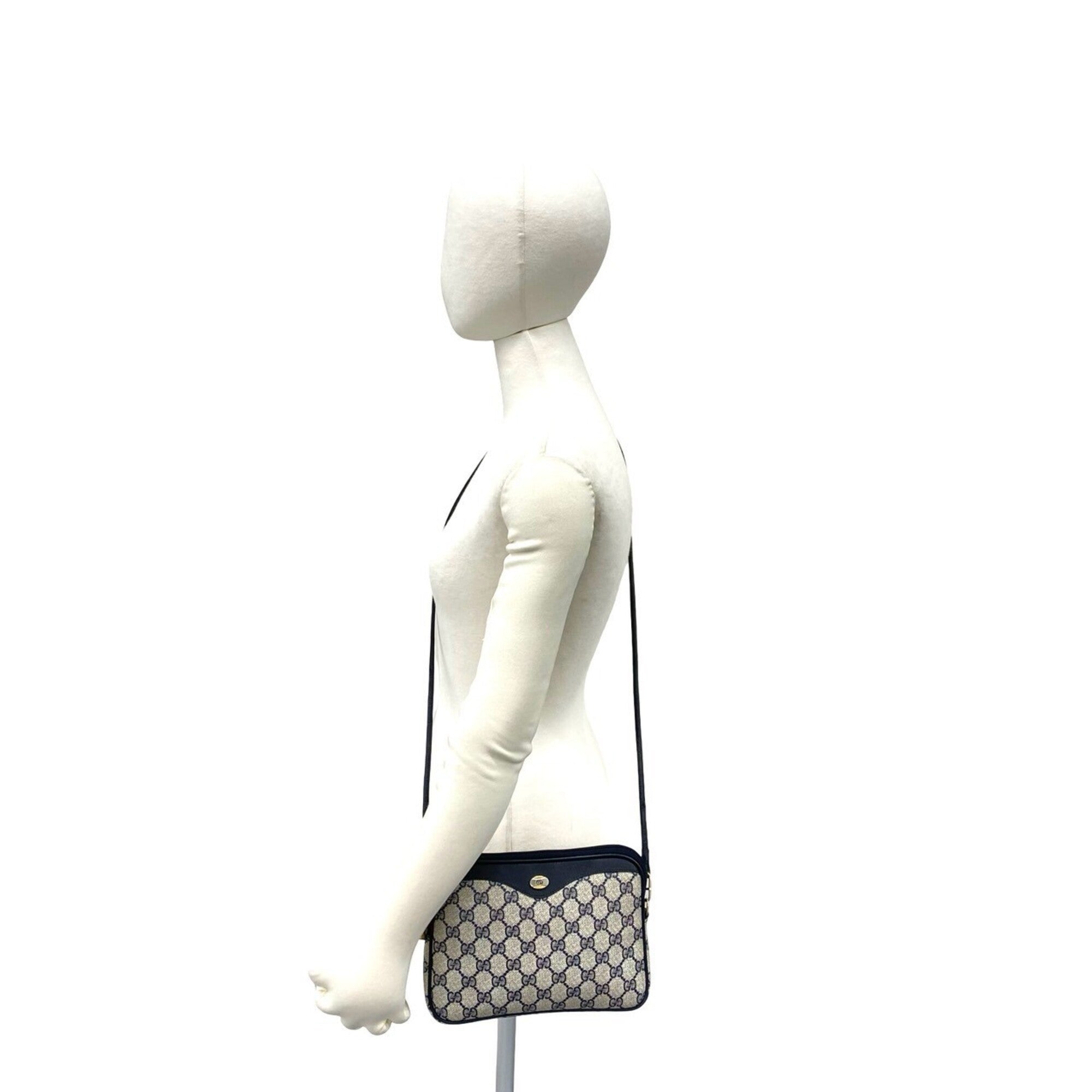Gucci Navy Leather Pvc Pochette Shoulder Bag (Pre-Owned)