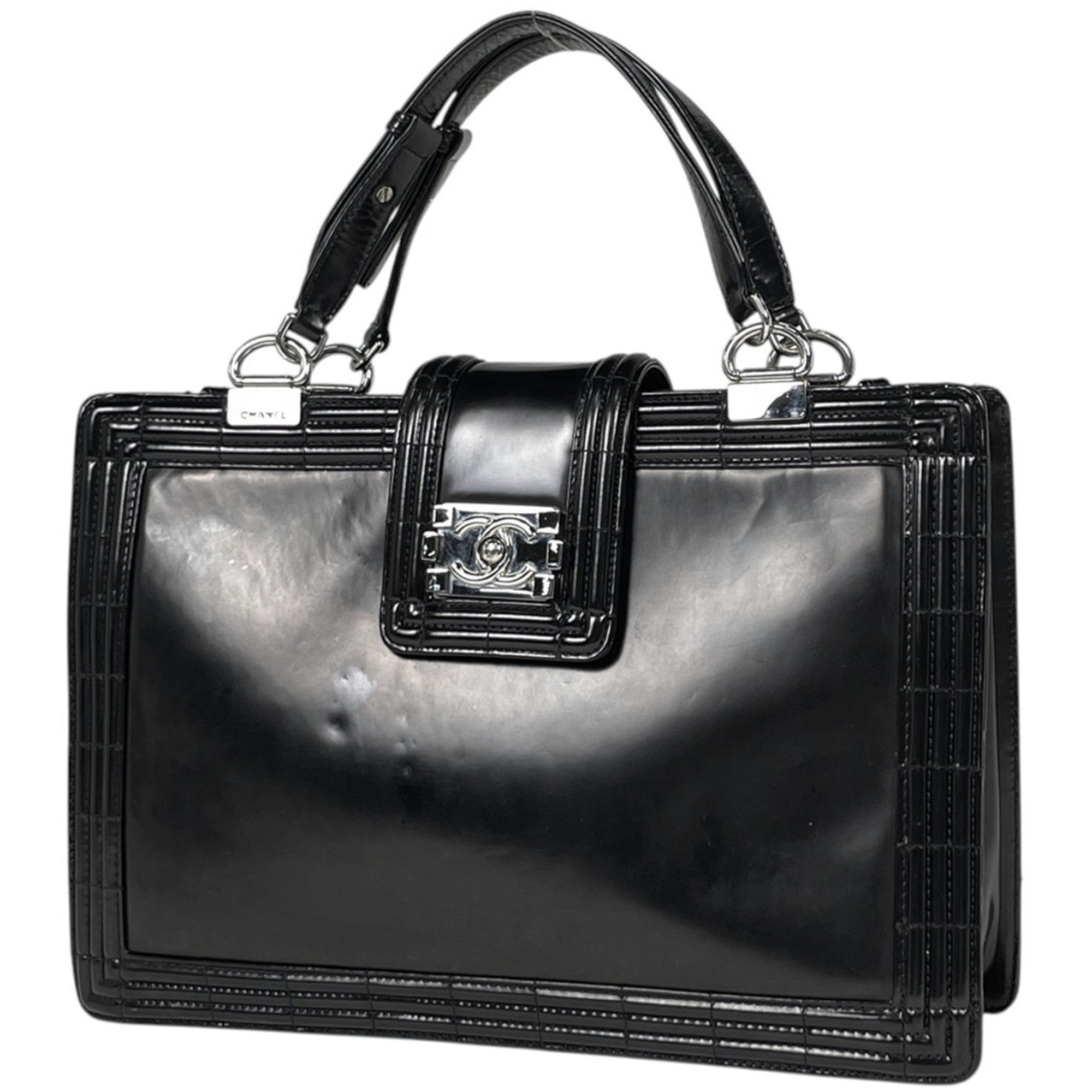 Chanel Boy Chanel Black Leather Handbag Shoulder Bag (Pre-Owned)