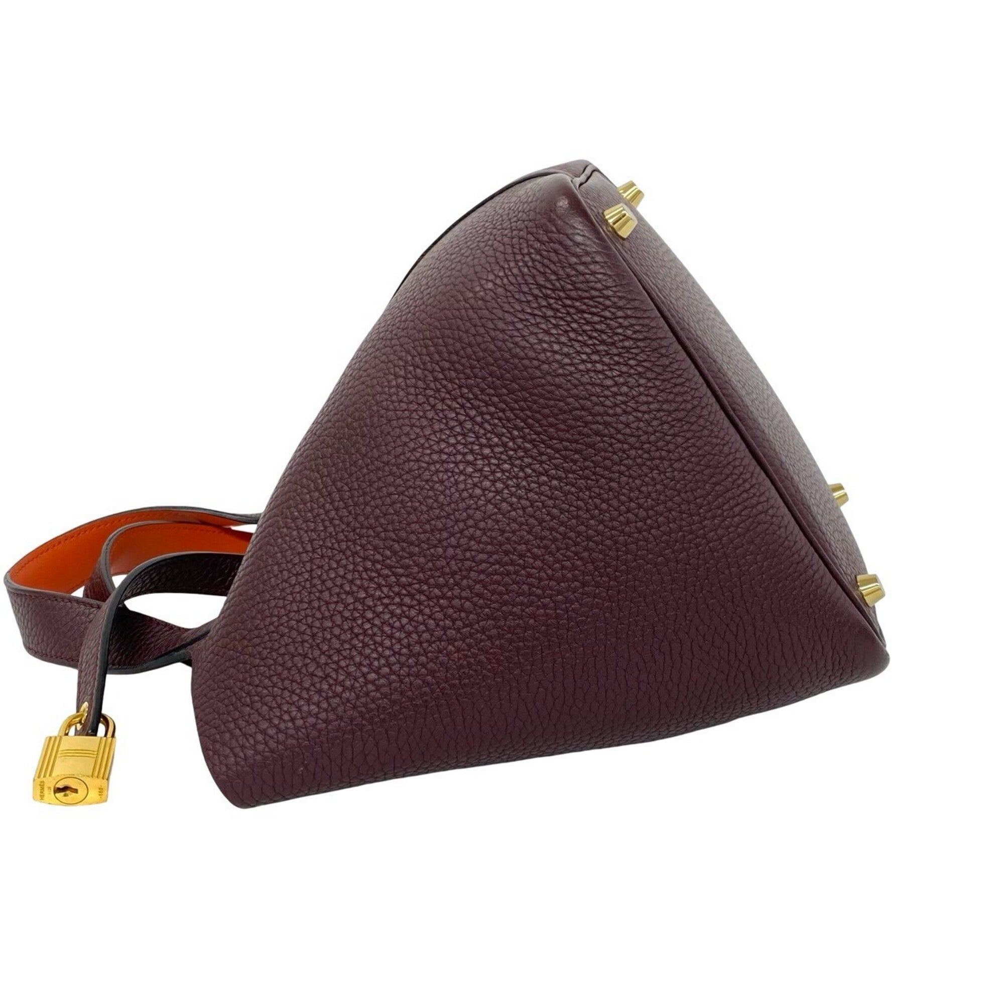 Hermes Orange Red Color Wine Taurillon Clemence Leather Swift Leather Handbag (Pre-Owned)