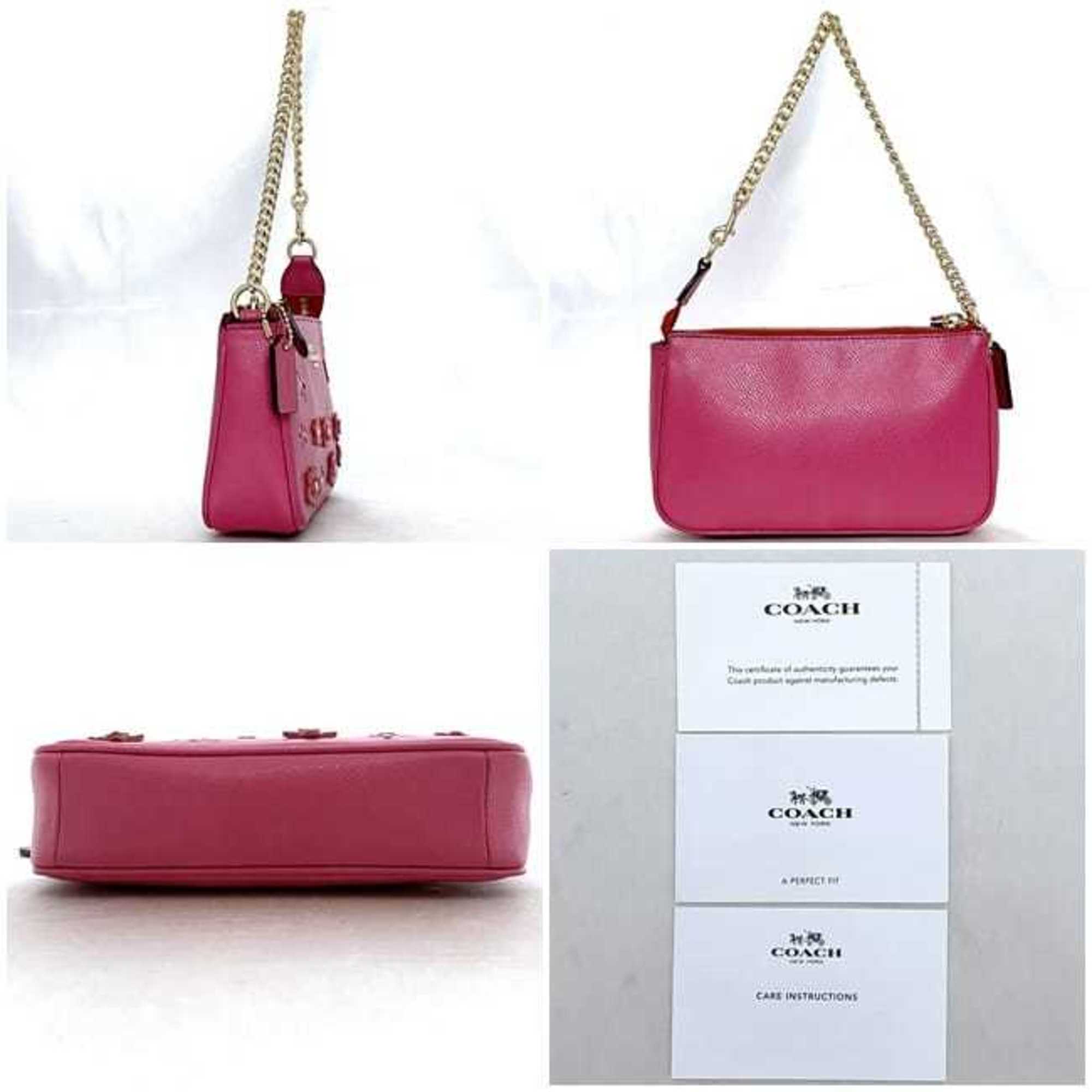 Coach Pink Pvc Leather Pouch (Pre-Owned)