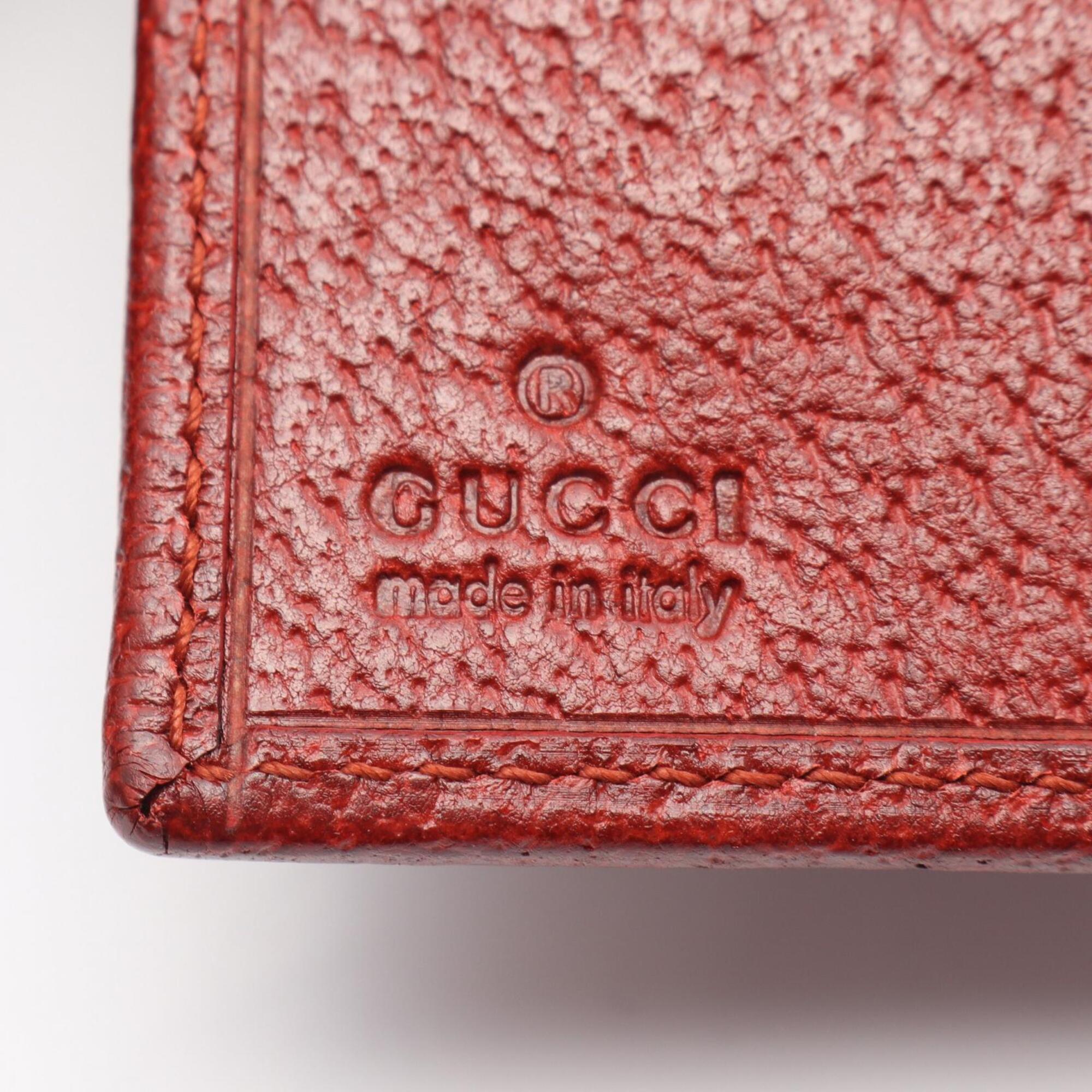 Gucci Red Color Leather Long Wallet (Bi-Fold) (Pre-Owned)