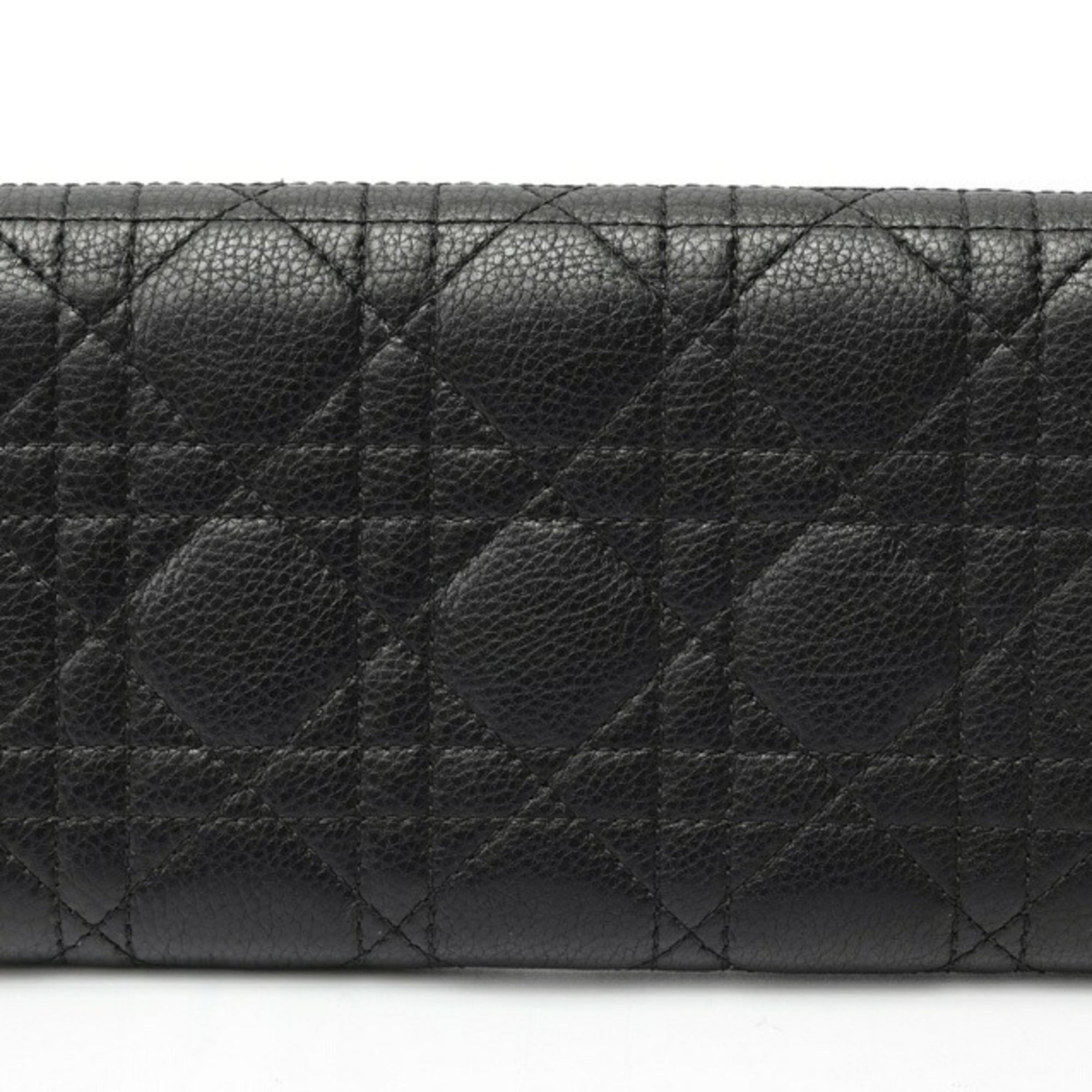 Christian Dior Black Leather Long Wallet (Bi-Fold) (Pre-Owned)
