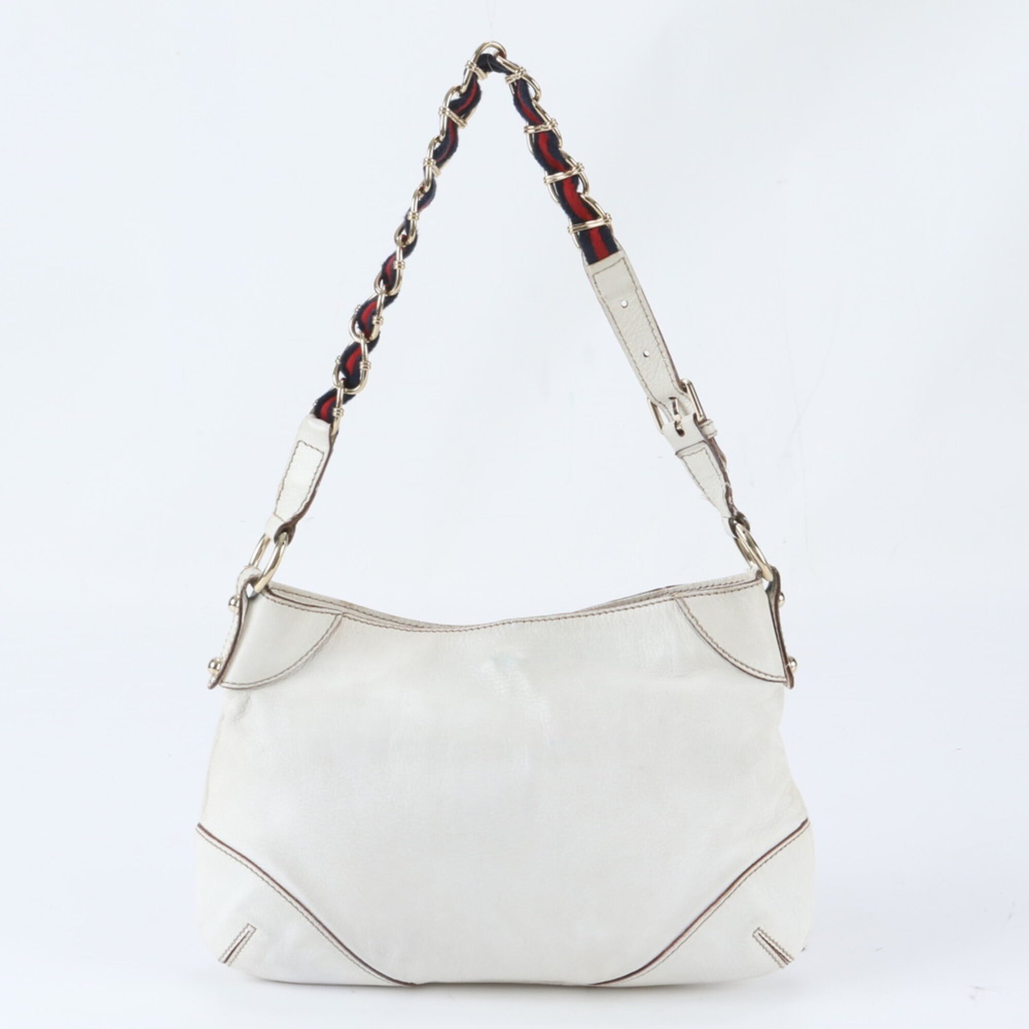Gucci Sherry Line White Leather Shoulder Bag Tote Bag (Pre-Owned)