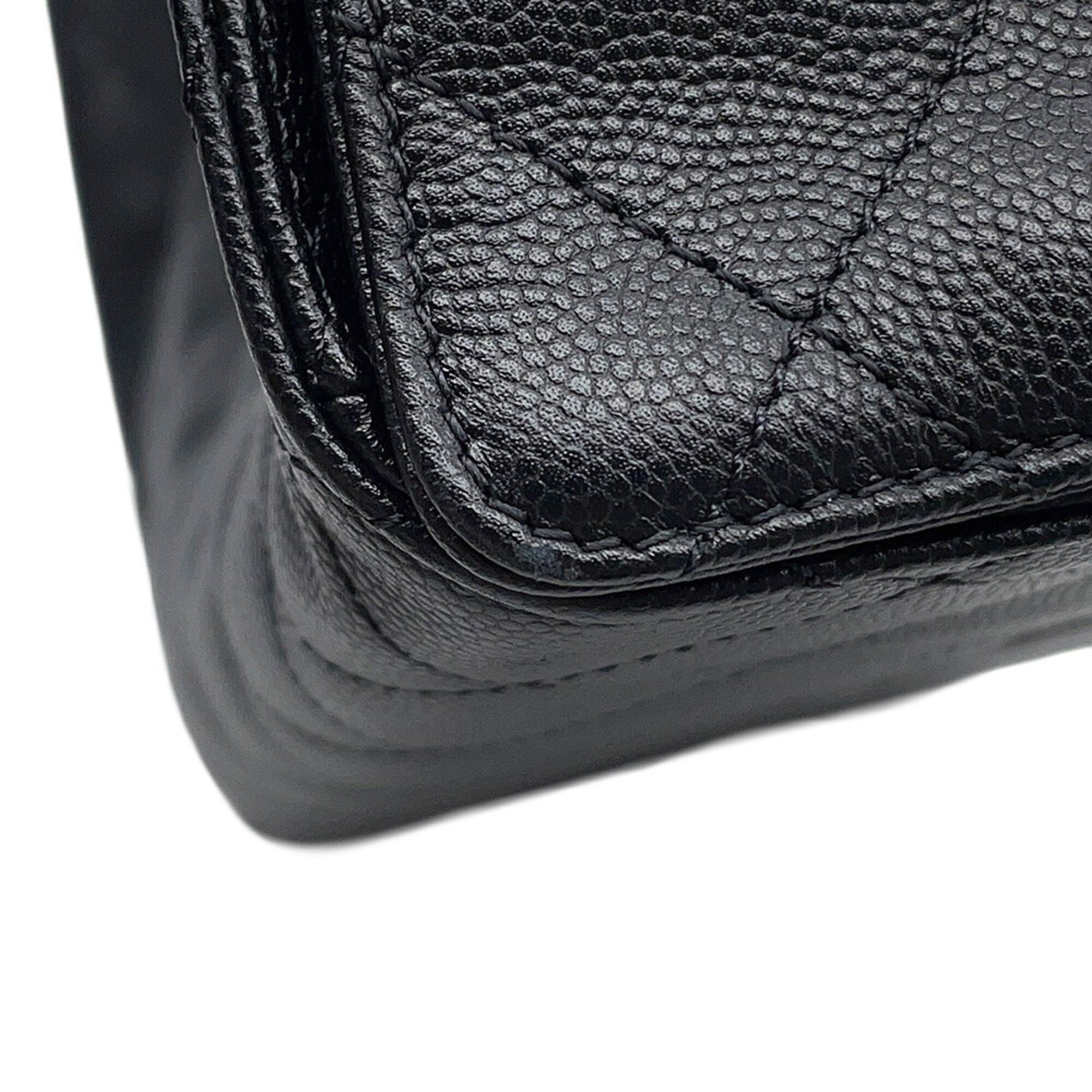 Chanel Black Grained Calfskin Handbag Shoulder Bag (Pre-Owned)