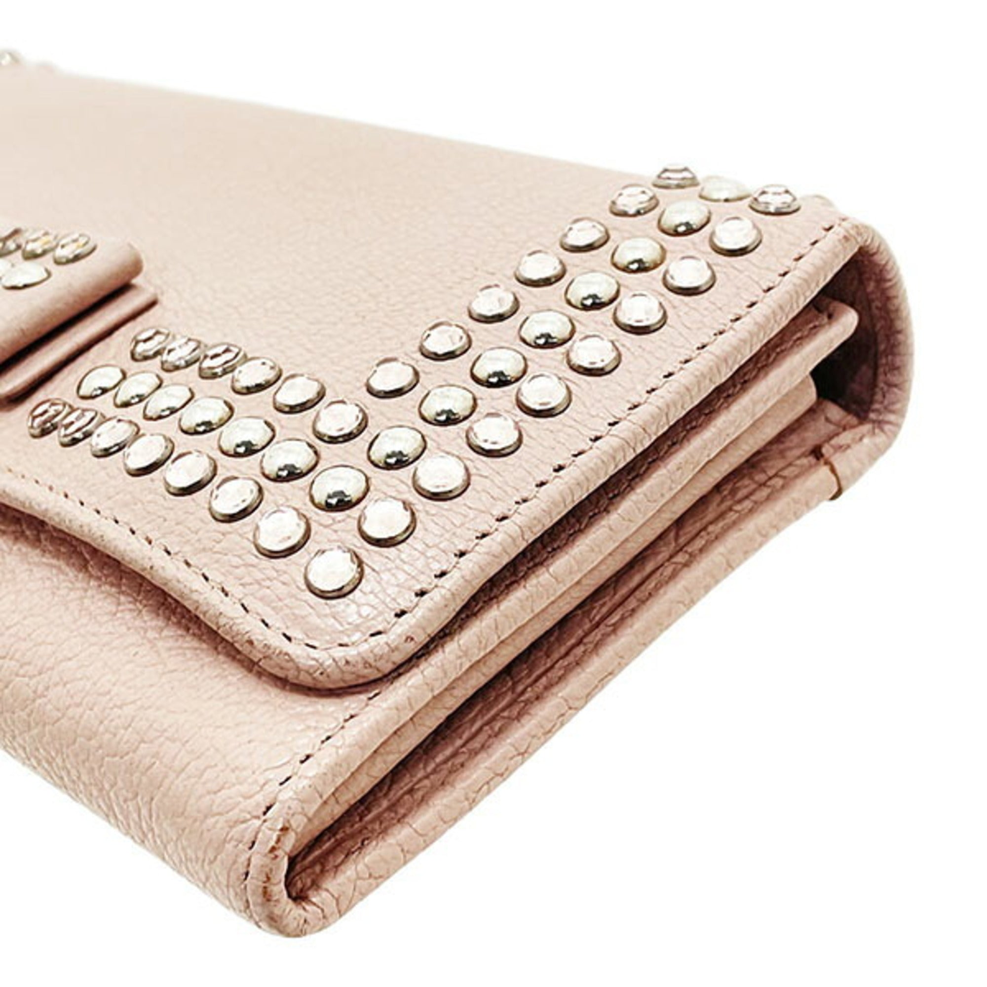 Miu Miu Beige Pink Pink Leather Long Wallet (Bi-Fold) (Pre-Owned)