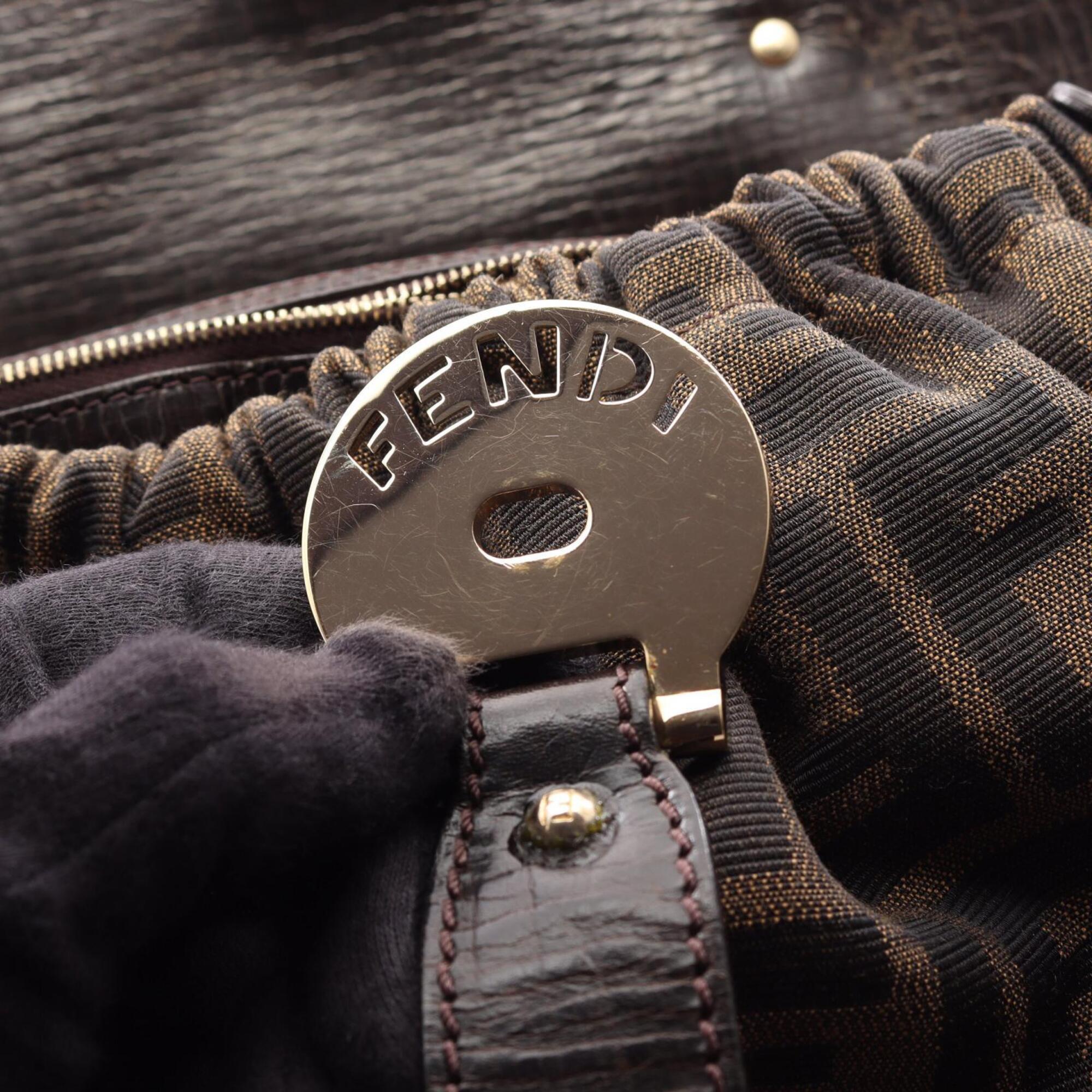 Fendi Brown Canvas Leather Handbag (Pre-Owned)