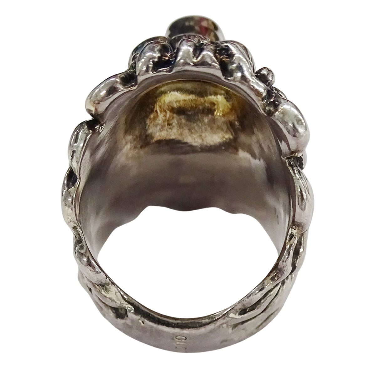 Gucci Silver Black Metal Band Ring (Pre-Owned)