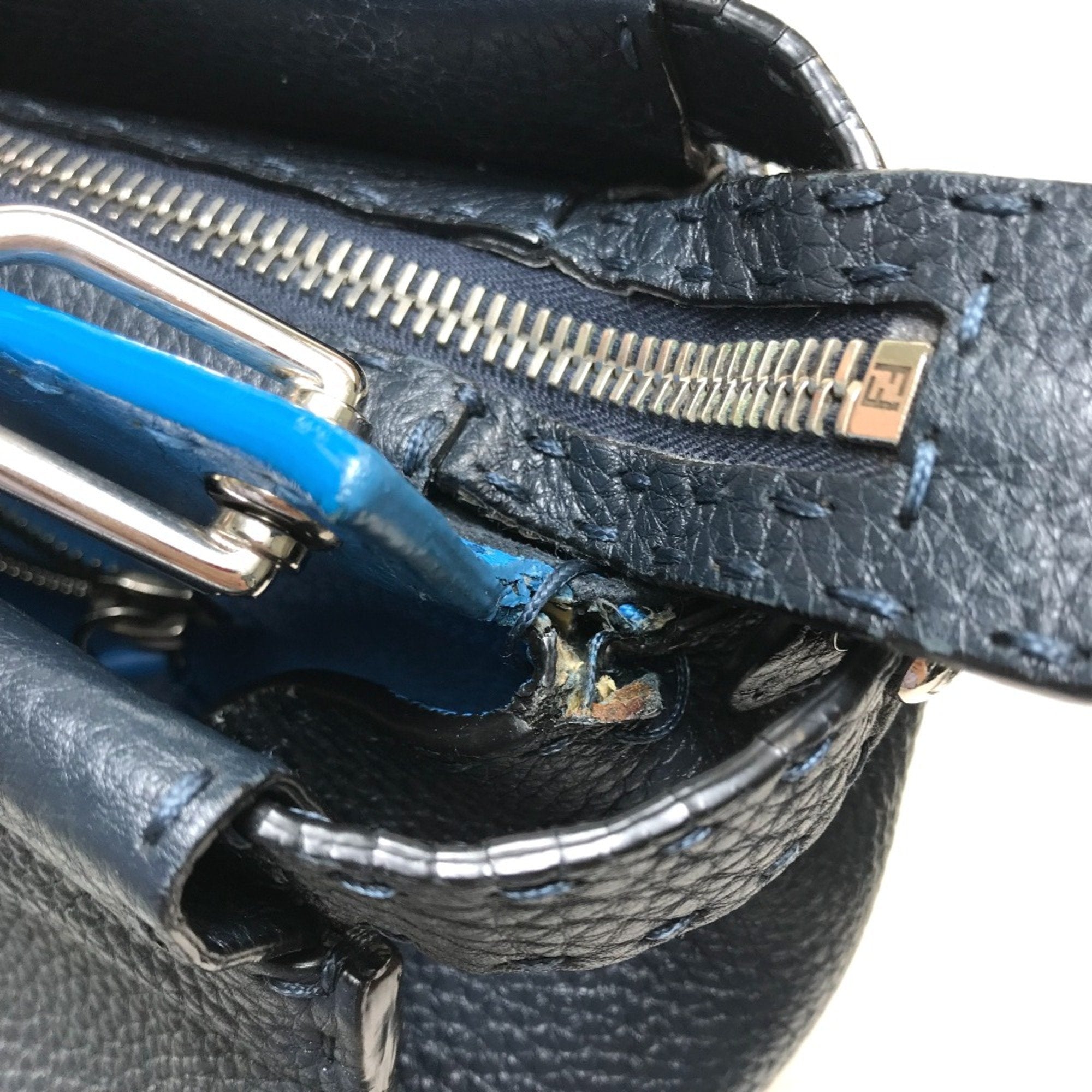 Fendi Navy Leather Briefcase (Pre-Owned)
