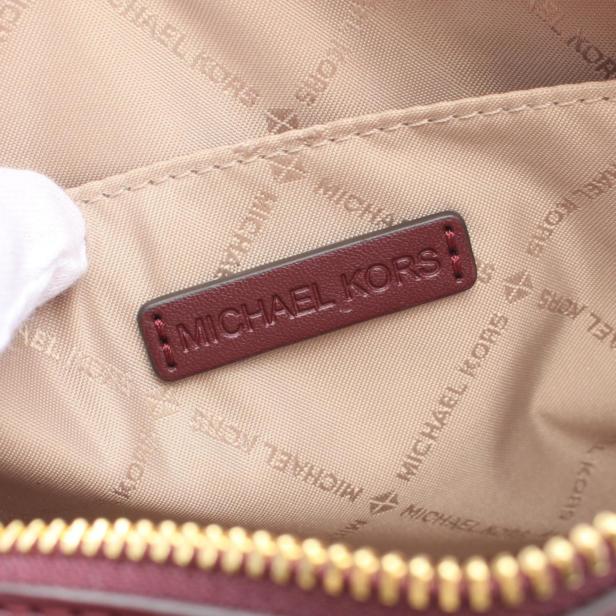 Michael Kors Bordeaux Leather Jacquard Shoulder Bag Sling Bag (Pre-Owned)