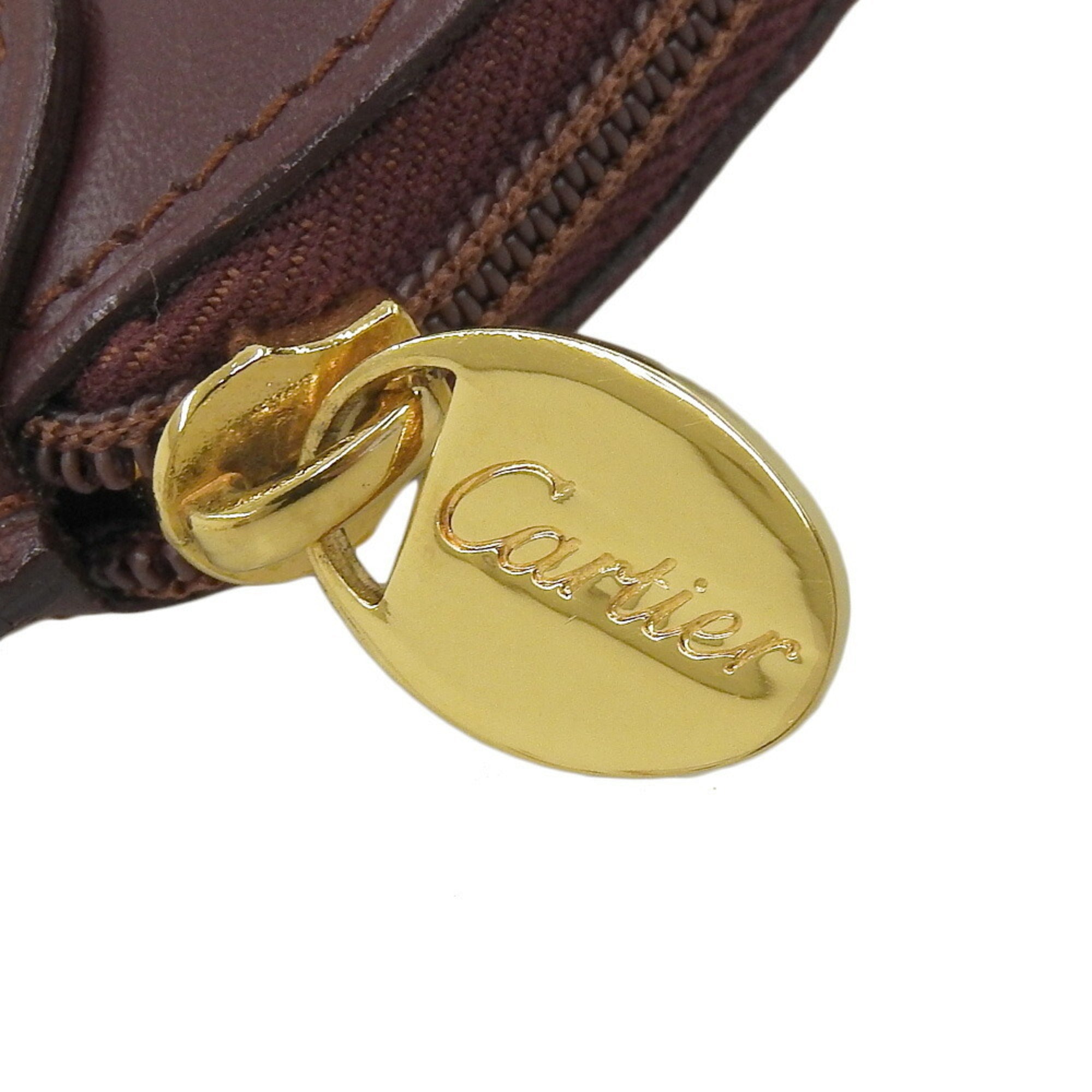 Cartier Wine Red Leather Coin Purse/Coin Case (Pre-Owned)