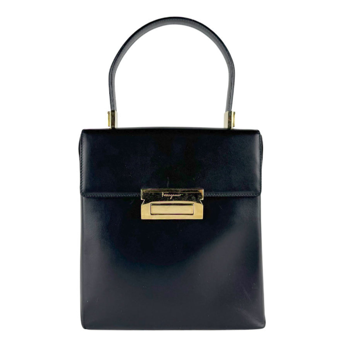 Salvatore Ferragamo Black Leather Handbag Shoulder Bag (Pre-Owned)