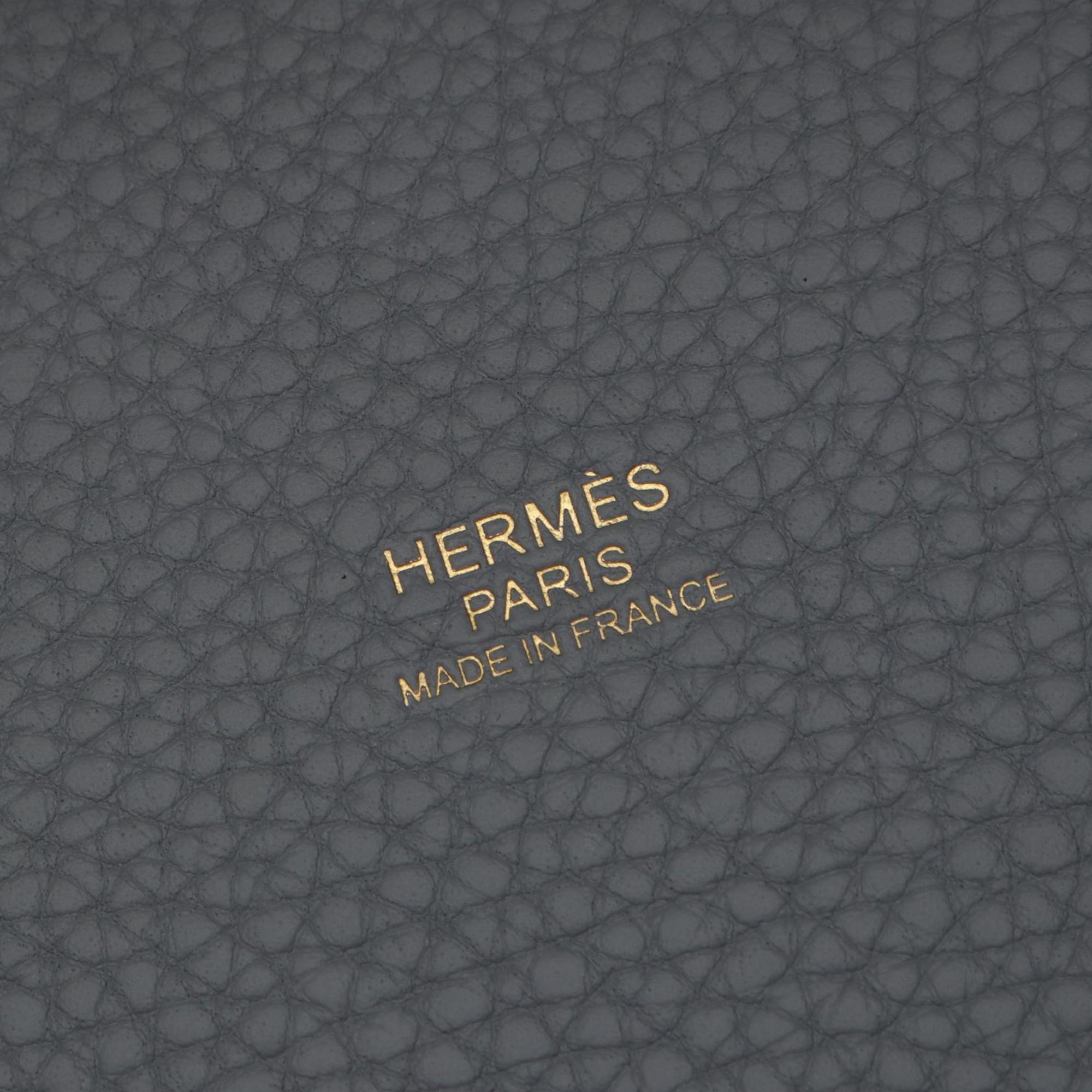 Hermes Picotin Gray Taurillon Clemence Leather Handbag (Pre-Owned)