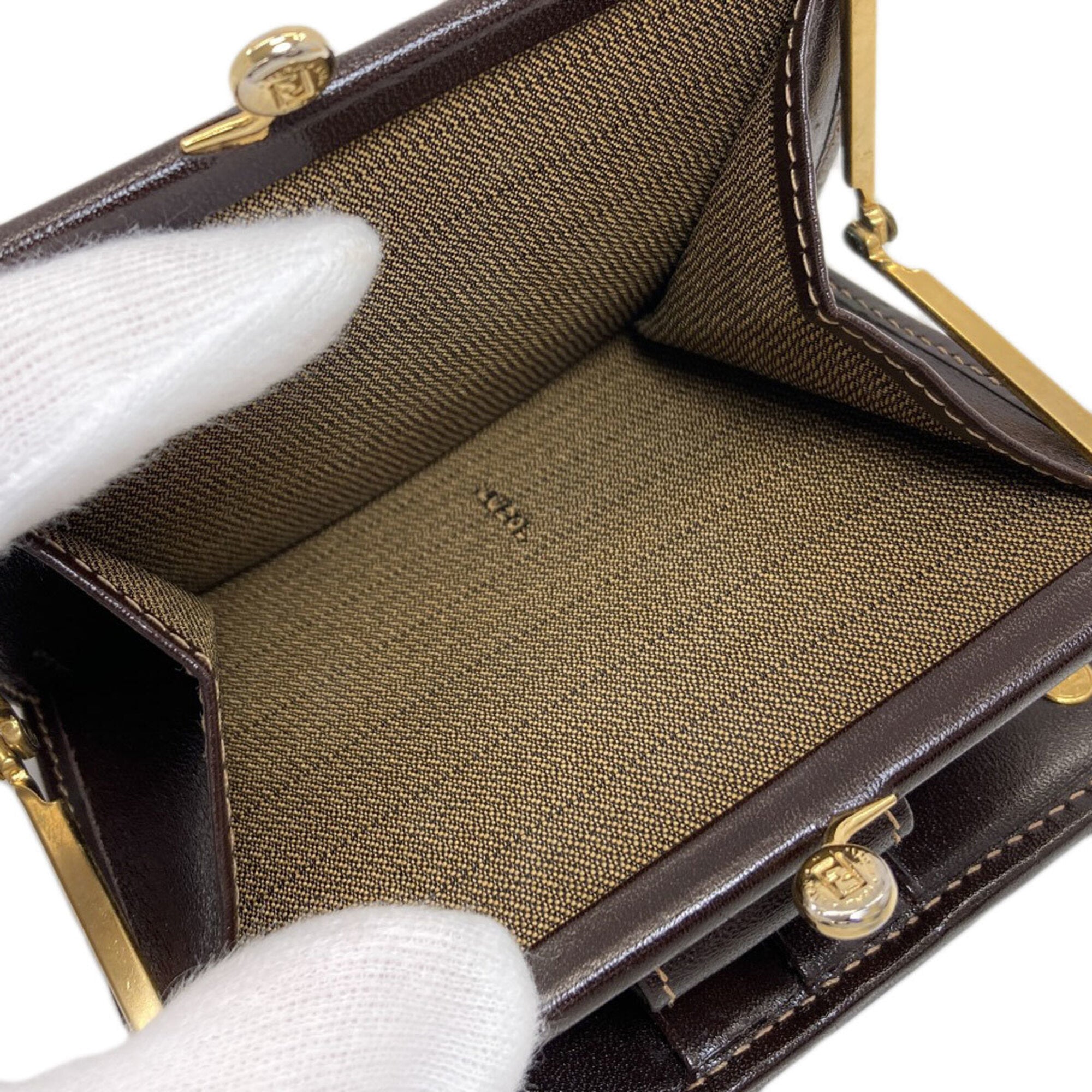 Fendi Brown Canvas Leather Wallet (Bi-Fold) (Pre-Owned)