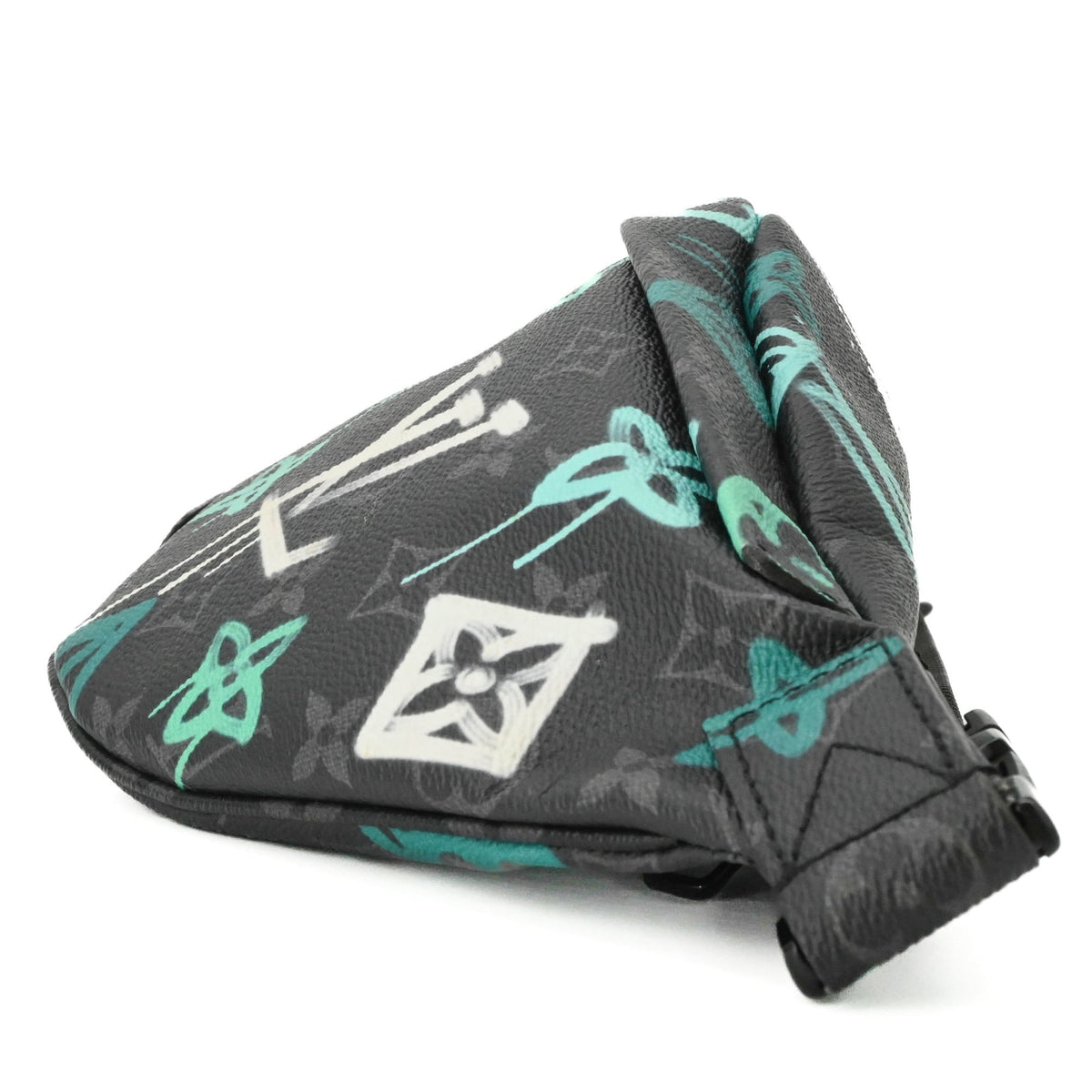 Louis Vuitton Black Green Monogram Canvas Leather Sling Bag (Pre-Owned)