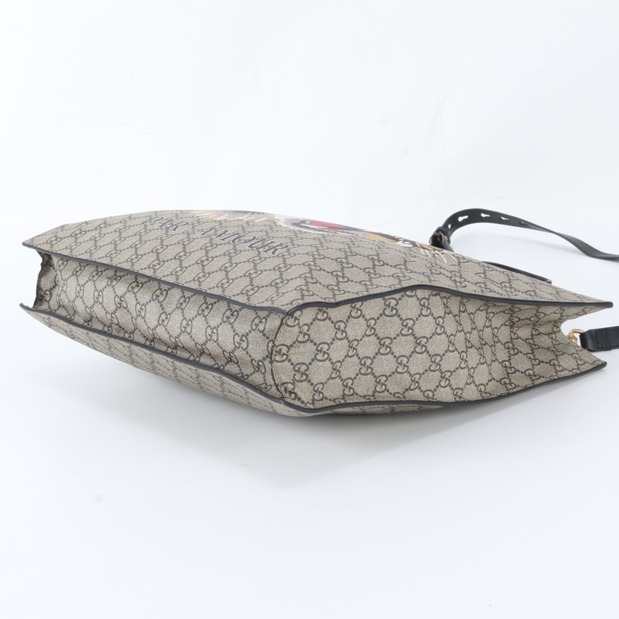 Gucci Grayish Multi-Color Leather Coated Canvas Handbag Tote Bag (Pre-Owned)