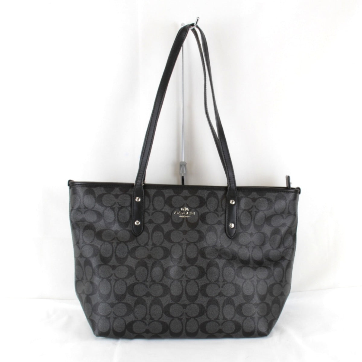 Coach Signature Black Leather Tote Bag (Pre-Owned)