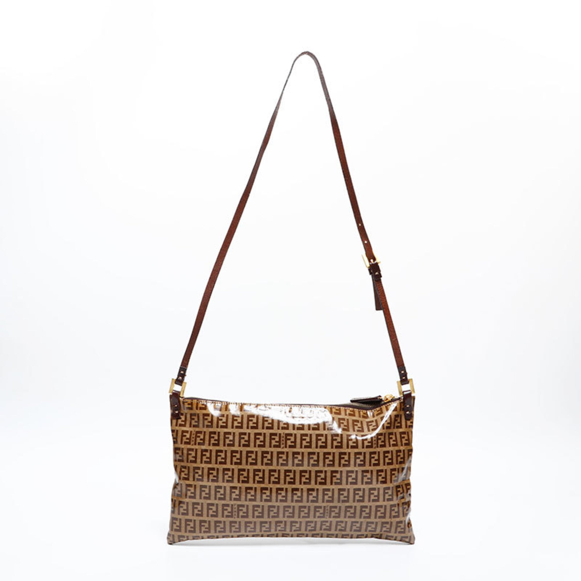 Fendi Zucchino Brown Pvc Shoulder Bag (Pre-Owned)