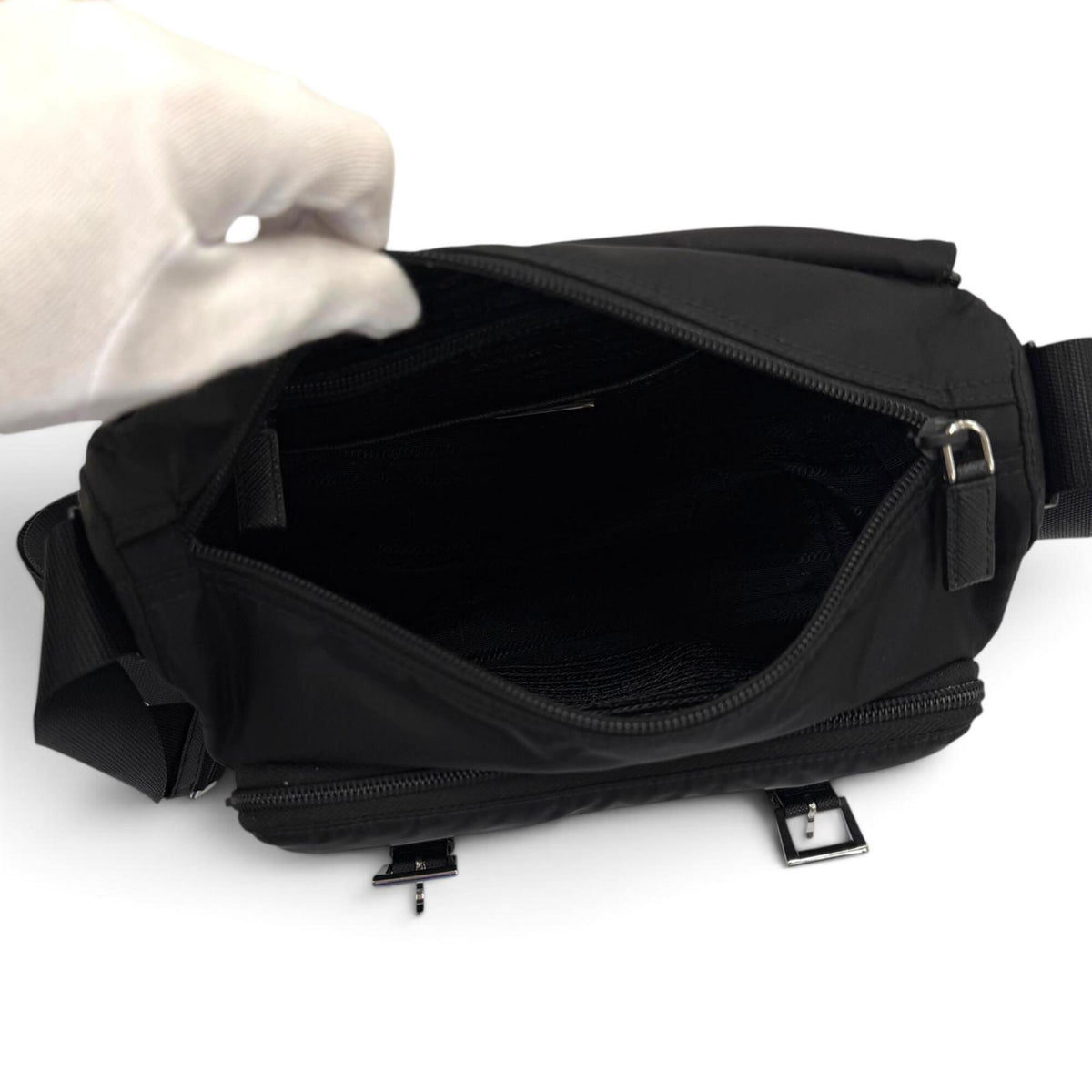 Prada Black Nylon Leather Shoulder Bag (Pre-Owned)