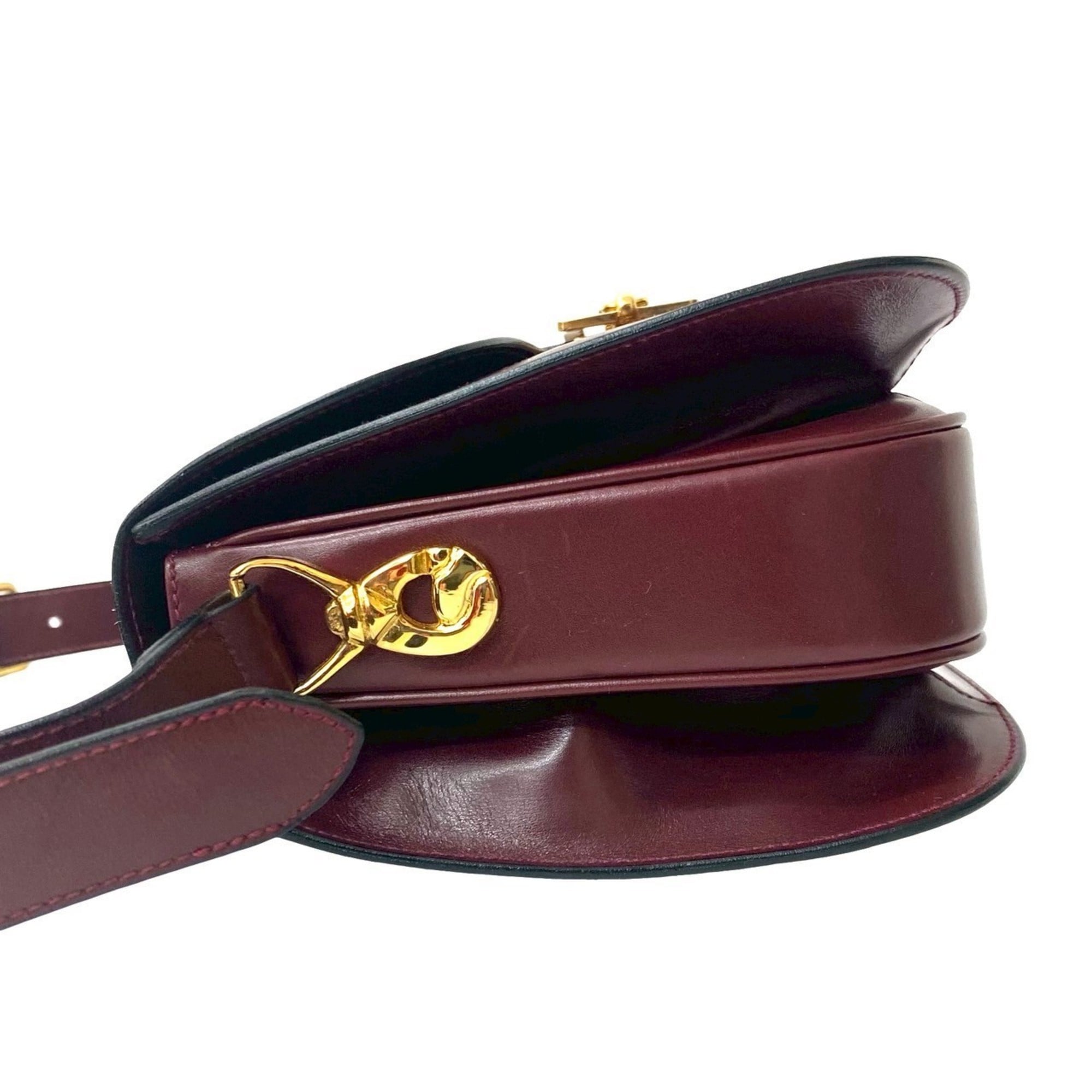 Celine Red Color Wine Leather Shoulder Bag (Pre-Owned)