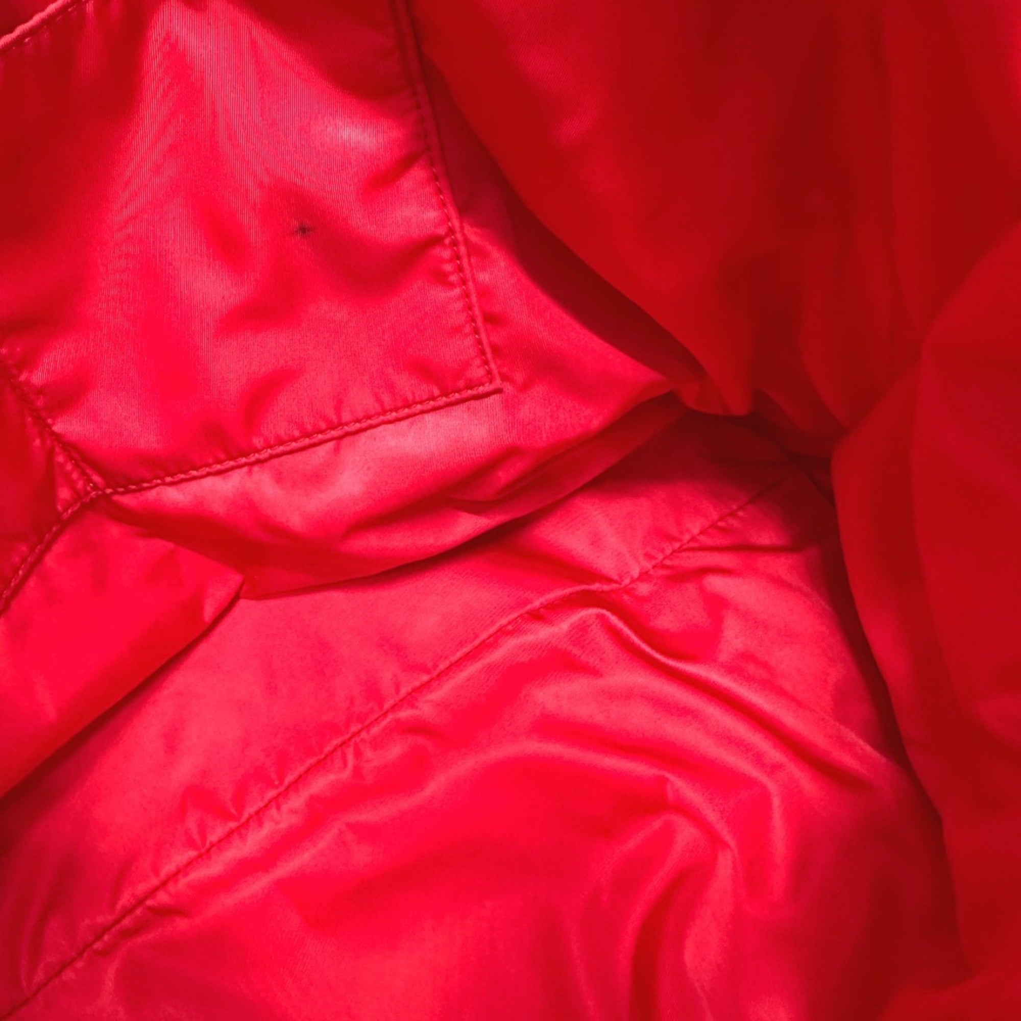 Prada Red Color Nylon Tote Bag (Pre-Owned)